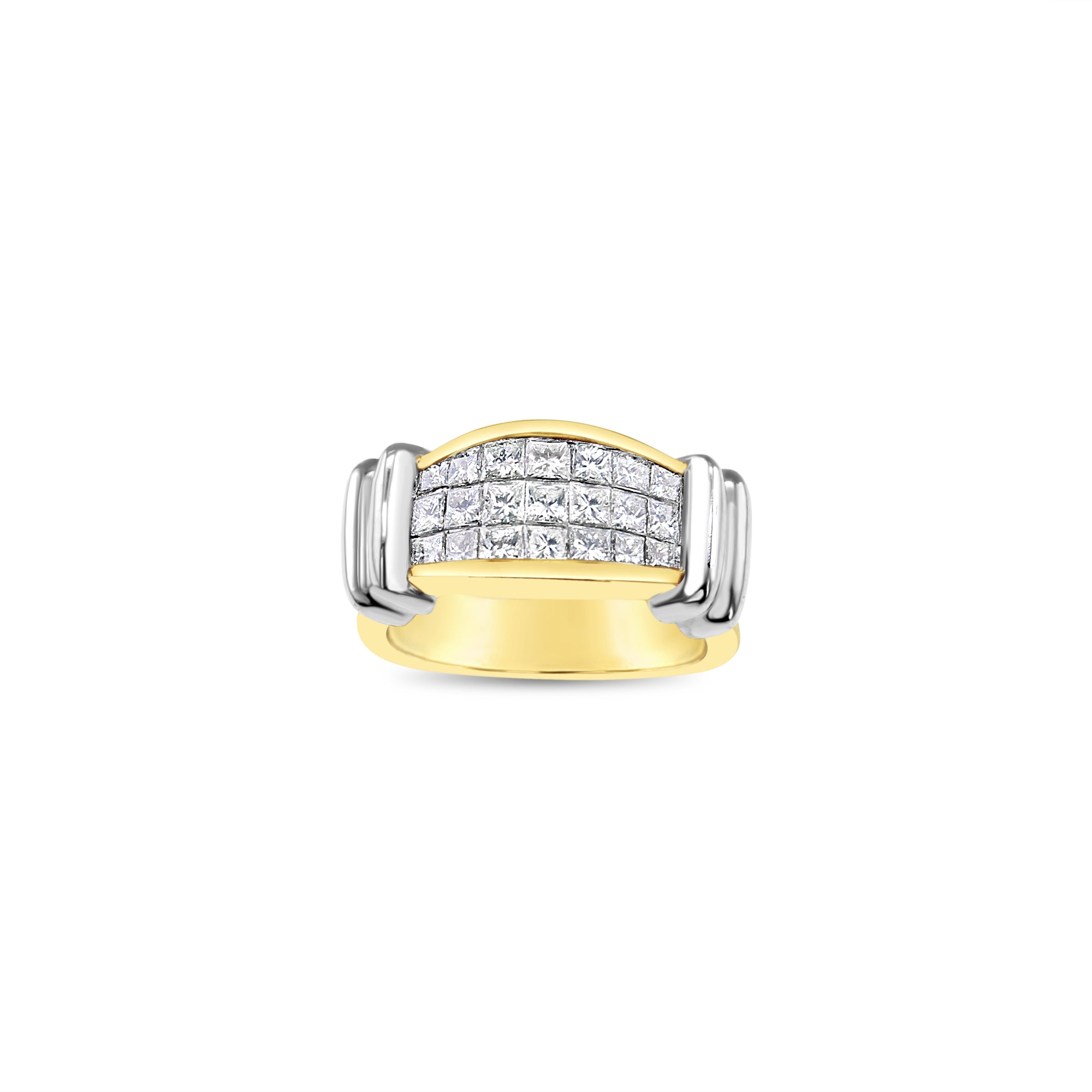 1 Carat Three Row Princess Cut Two Tone Diamond Wedding Band Ring for Women - Perfect for Engagement, Anniversary & Bridal Jewelry Gifts