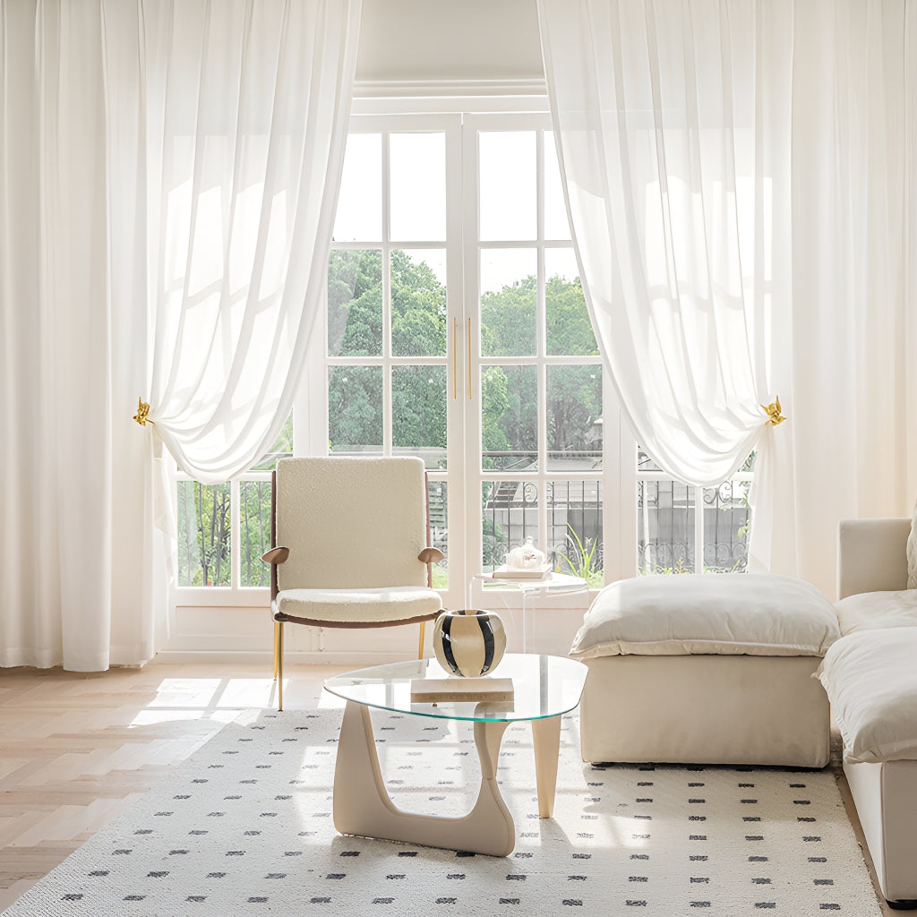 Tabitha Airy Gauze White Sheer Grommet Custom Curtains - Light Filtering Window Drapes for Living Room, Bedroom & Nursery