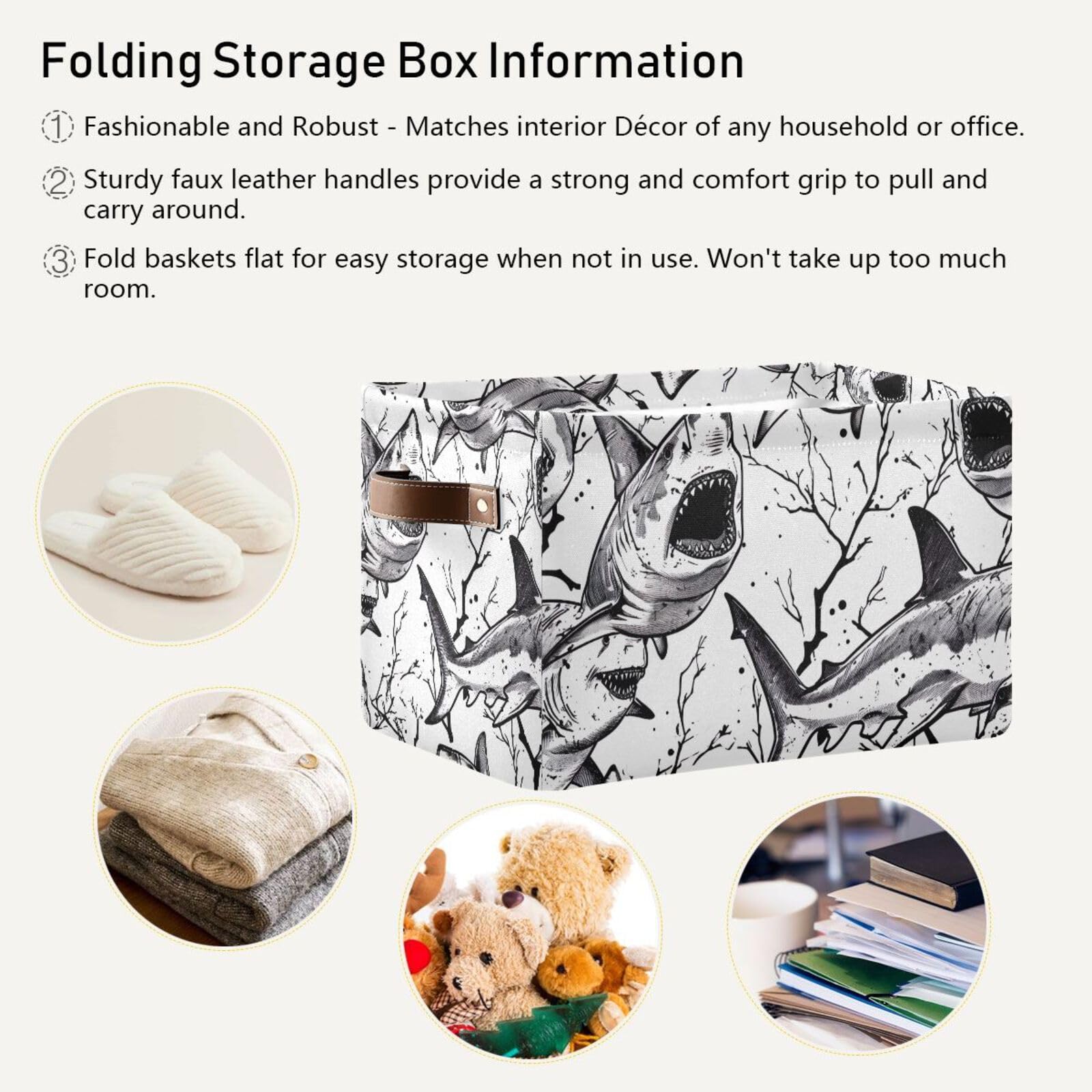 Foldable Canvas Storage Baskets with Handles - 2 Pack Rectangle Fabric Organizer Boxes for Clothes, Home & Office Organization | Perfect for Closet Shelves, Bedroom Decor & Kids Toy Storage