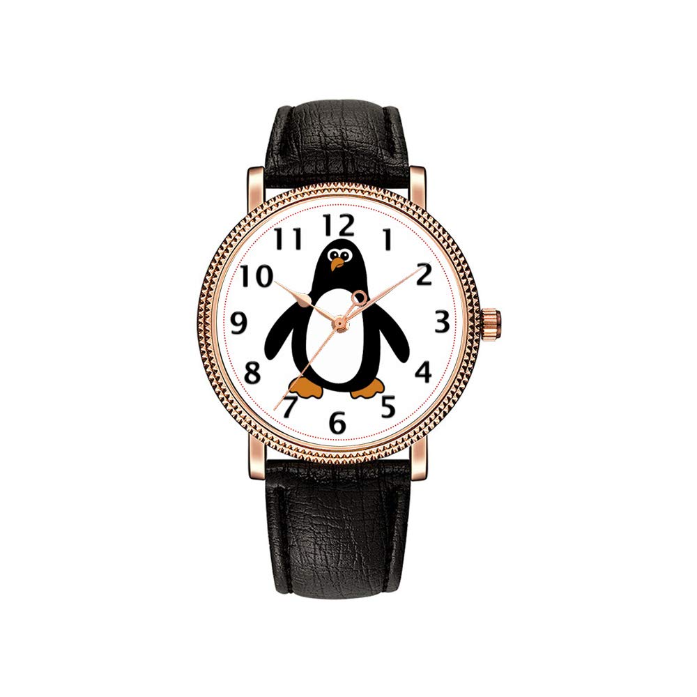 Men's Fashion Japanese Quartz Watch - Black Rose Gold Penguin Wristwatch for Christmas Gifts | Perfect for Office, Party & Everyday Wear