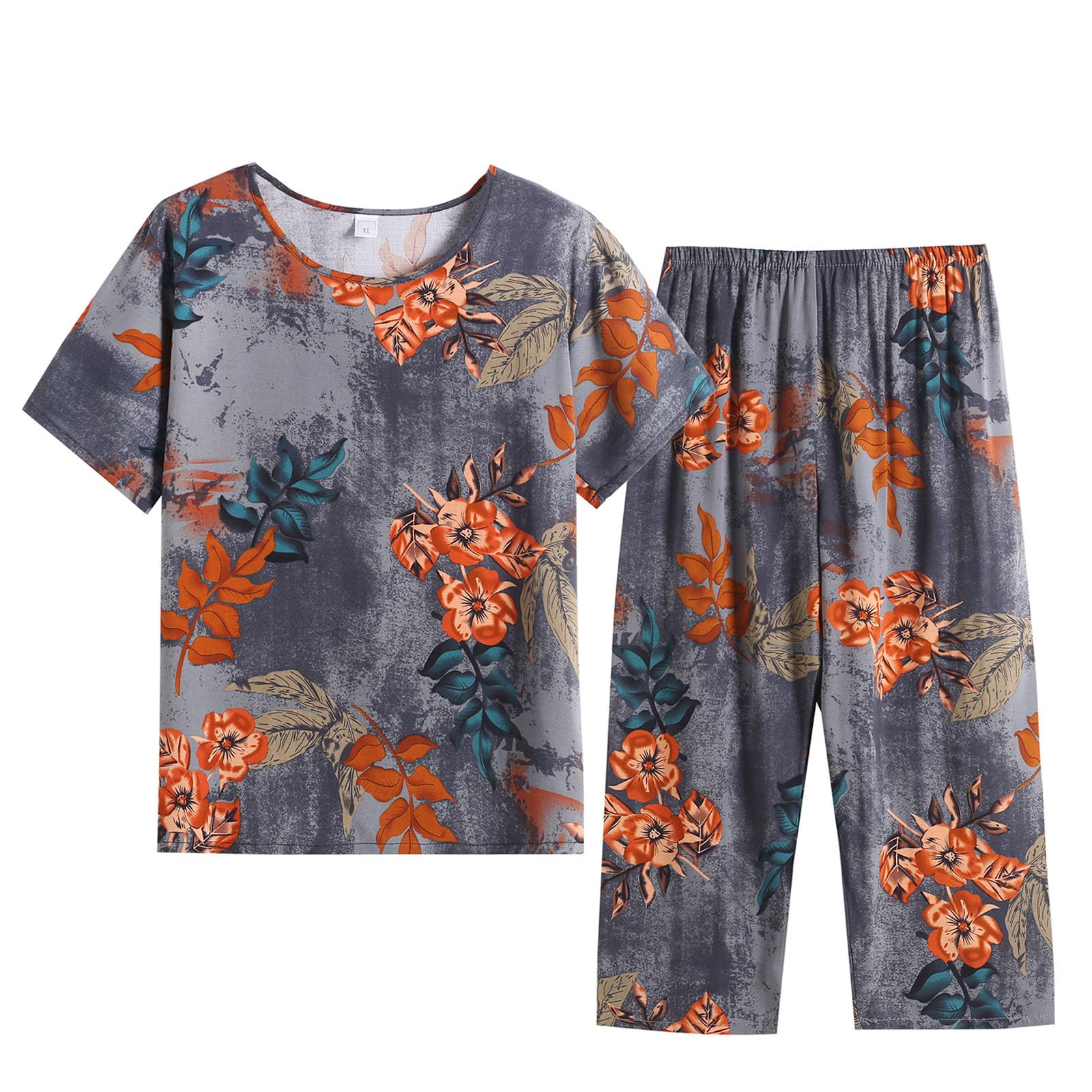 Oelaio Women's 2-Piece Lounge Set - Pink Old Money Style Outfit | Matching Shorts & Top Set | Tropical Vacation & Casual Wear | Comfortable Plisse Sweatsuit for Home, Beach & Travel