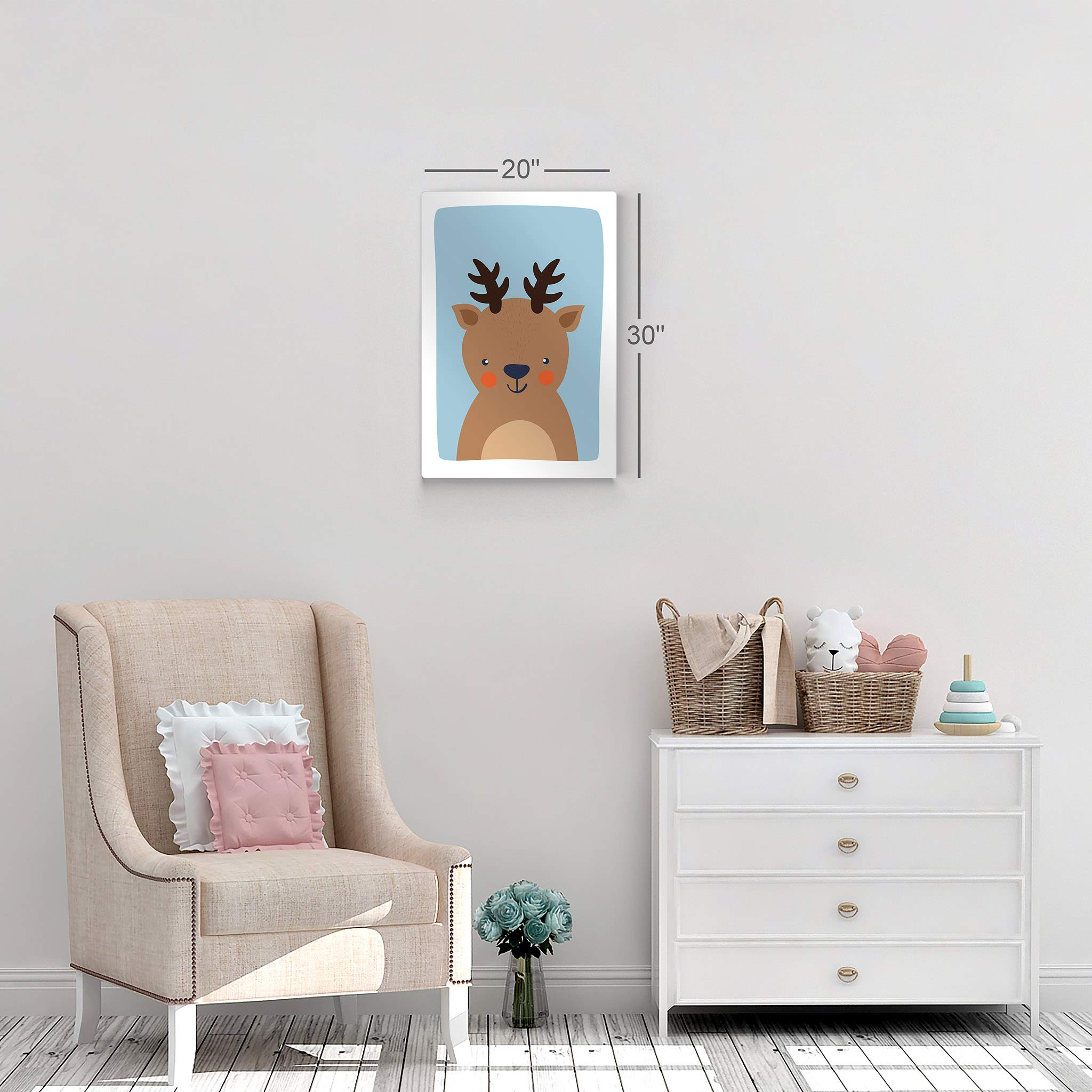 Cute Deer Blue Background Metal Print - 12x8 Inch Kids Room Decor, Nursery Wall Art, Baby Room Decoration | Made in USA | Perfect for Children's Bedrooms, Playrooms & Baby Showers