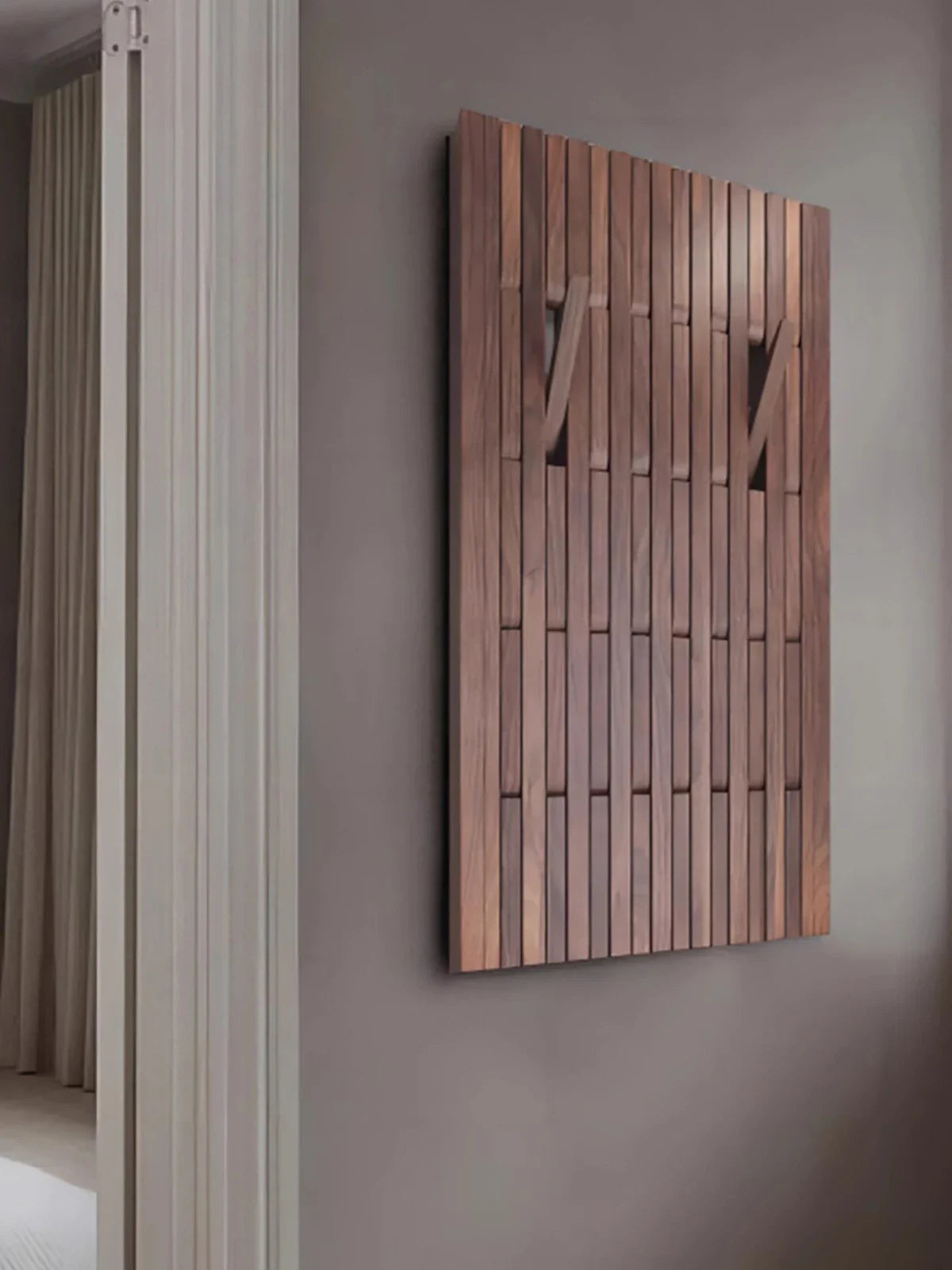 Dark Walnut Wood Piano Wall Hanging Coat Organizer - Stylish Entryway Storage for Hats, Scarves & Keys | Perfect for Hallway, Bedroom or Closet Organization
