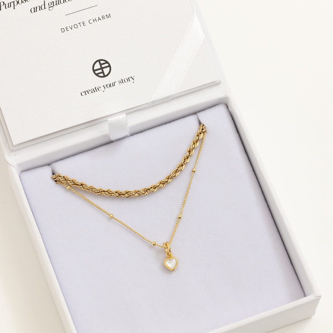 Devote Heart Charm Necklace - Dainty Gold/Silver Love Pendant for Women - Perfect for Valentine's Day Gifts, Anniversary Presents & Everyday Elegance