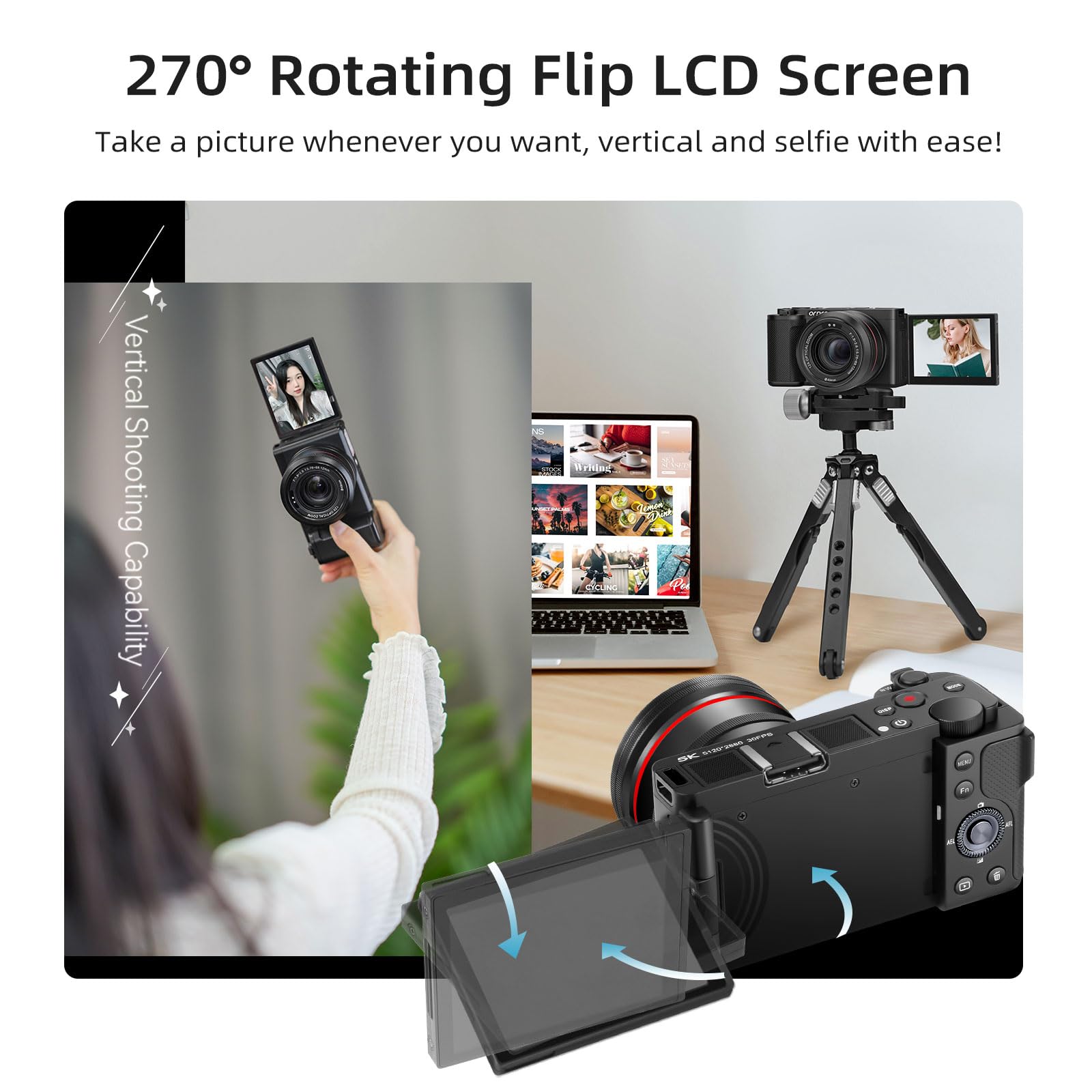 ORDRO 5K Digital Camera for Photography & Vlogging - 64MP 12X Optical Zoom Travel Camera with Flip Screen, External Microphone & Tripod Grip | Perfect for YouTube Content Creation, Travel Photography & Social Media Blogging | Includes 64GB Memory Card