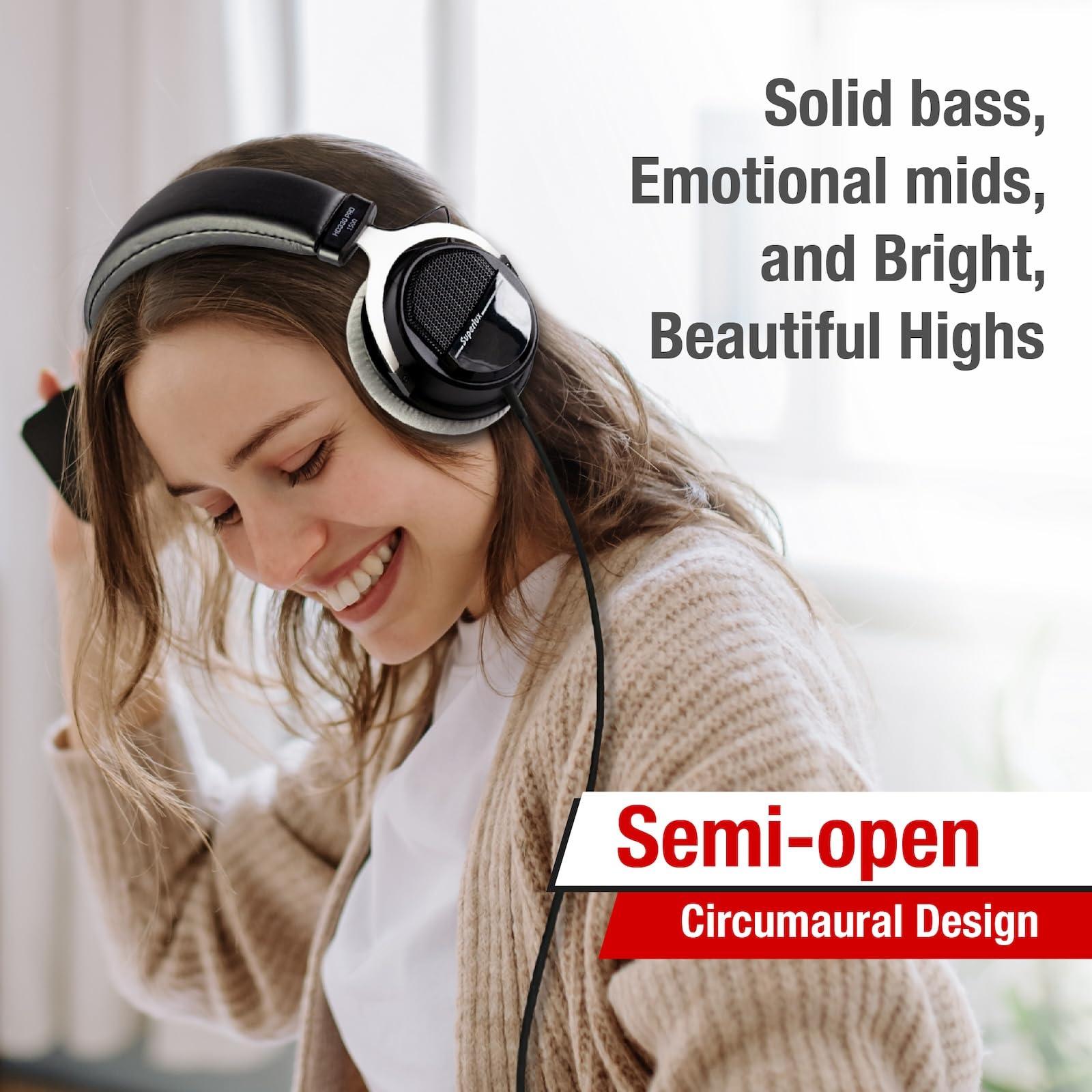 Superlux HD 330PRO 150 Ohm Professional Semi-Open Over-Ear Headphones with 40mm Neodymium Drivers | Studio-Grade Sound for Music Recording, Podcasting & Mixing | Perfect for Home Studios & Audio Professionals