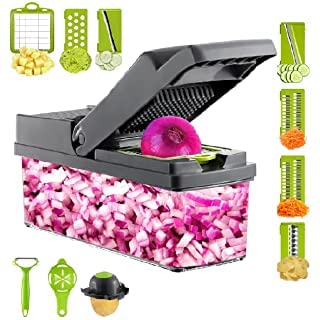 Multifunctional Vegetable Chopper & Mandoline Slicer - Professional Food Dicer for Onions, Potatoes, Fruits - Perfect for Meal Prep, Salad Making & Kitchen Efficiency