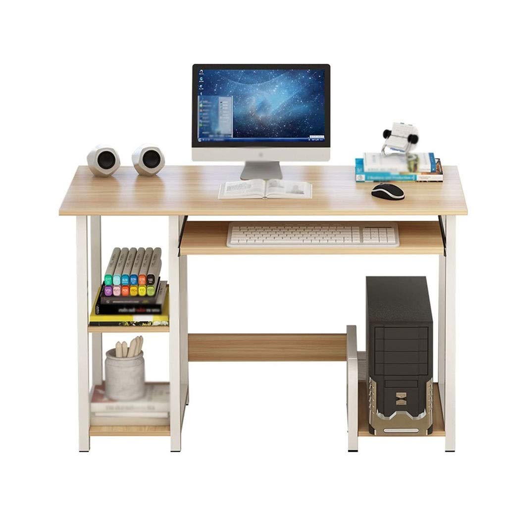 Ergonomic Home Office Computer Desk with Sliding Keyboard Tray & Storage Lockers - Adjustable Laptop Workstation for Small Spaces, Gaming & Remote Work