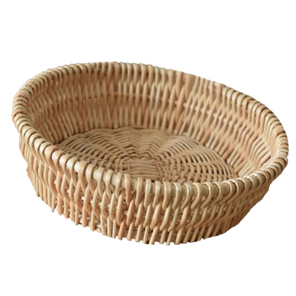 Natural Wicker Bread Basket - 10 Inch Round Kitchen Storage Container for Fruits, Vegetables & Bread | Perfect for Farmhouse Dining, Picnics & Rustic Tabletop Serving
