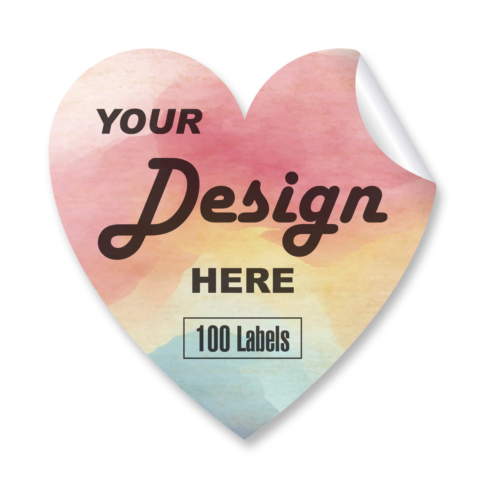 Custom Personalized Stickers with Any Design, Image, Logo or Text - 100 Heart-Shaped 3