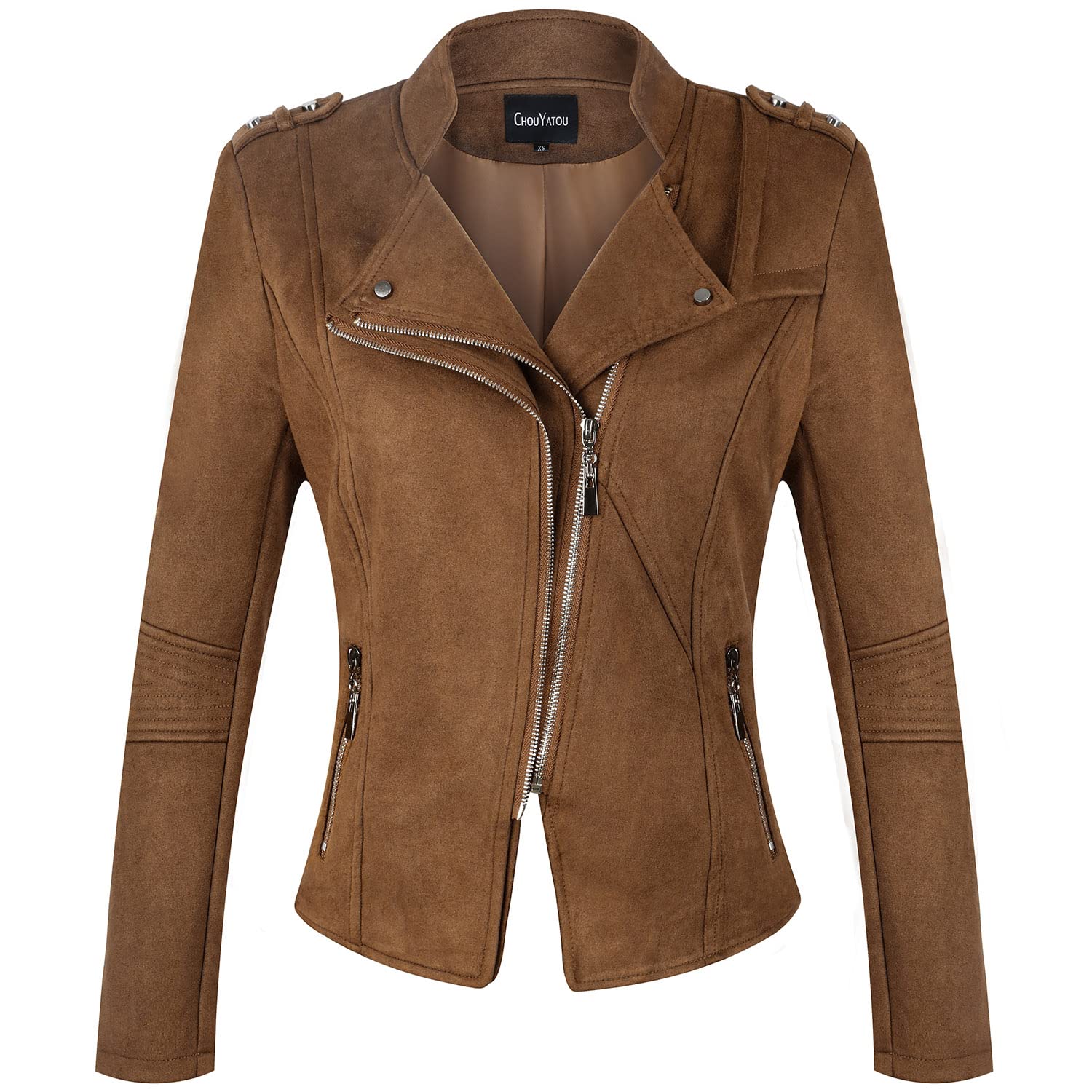 Women's Candy Color Asymmetric Zip Faux Leather Moto Jacket - Slim Fit Cropped Biker Style Jacket for Casual Outings, Date Nights & Streetwear Fashion