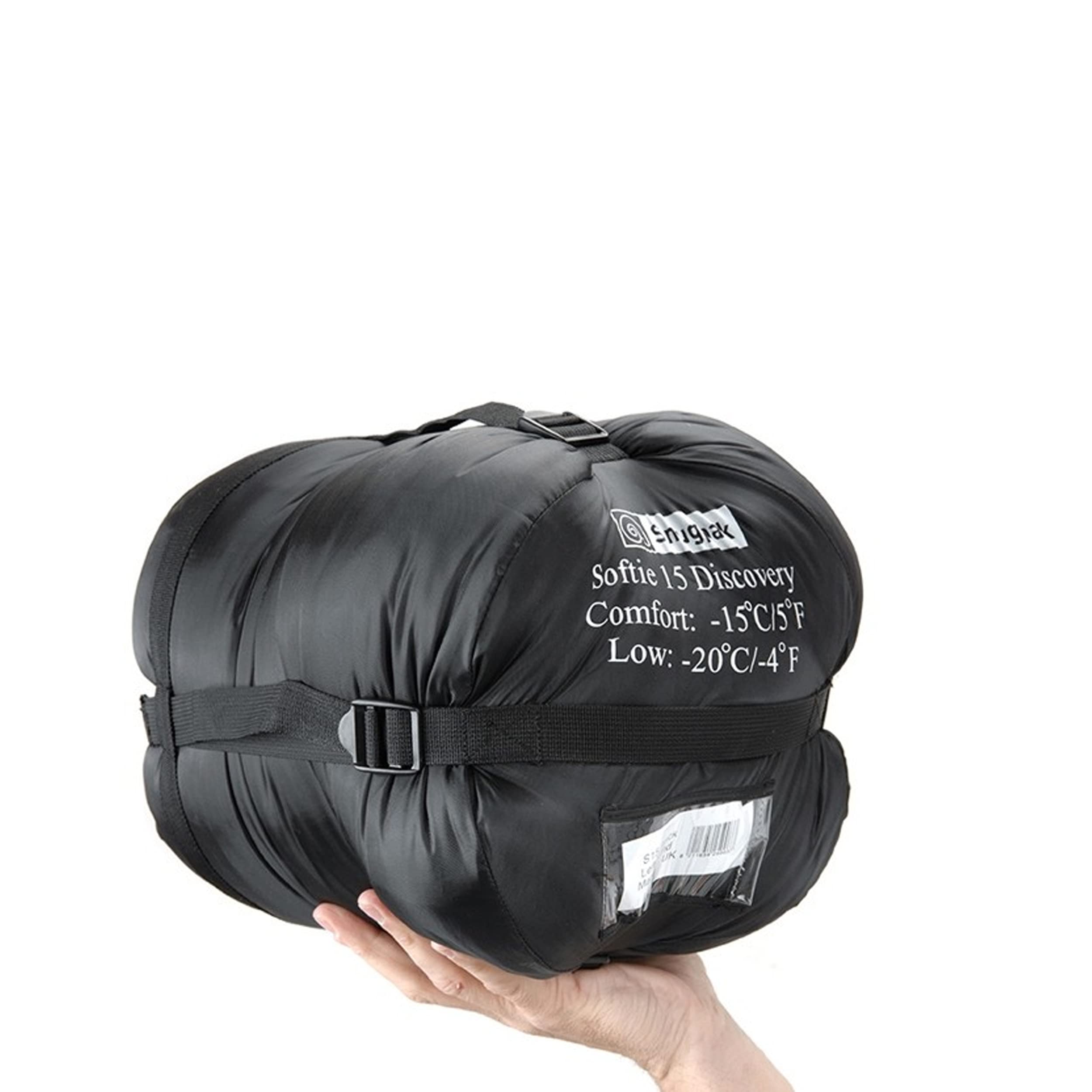 Snugpak Softie 15 Discovery Sleeping Bag - Lightweight & Compact for Backpacking, Camping, Hiking - Black - Perfect for Outdoor Adventures & Cold Weather Camping