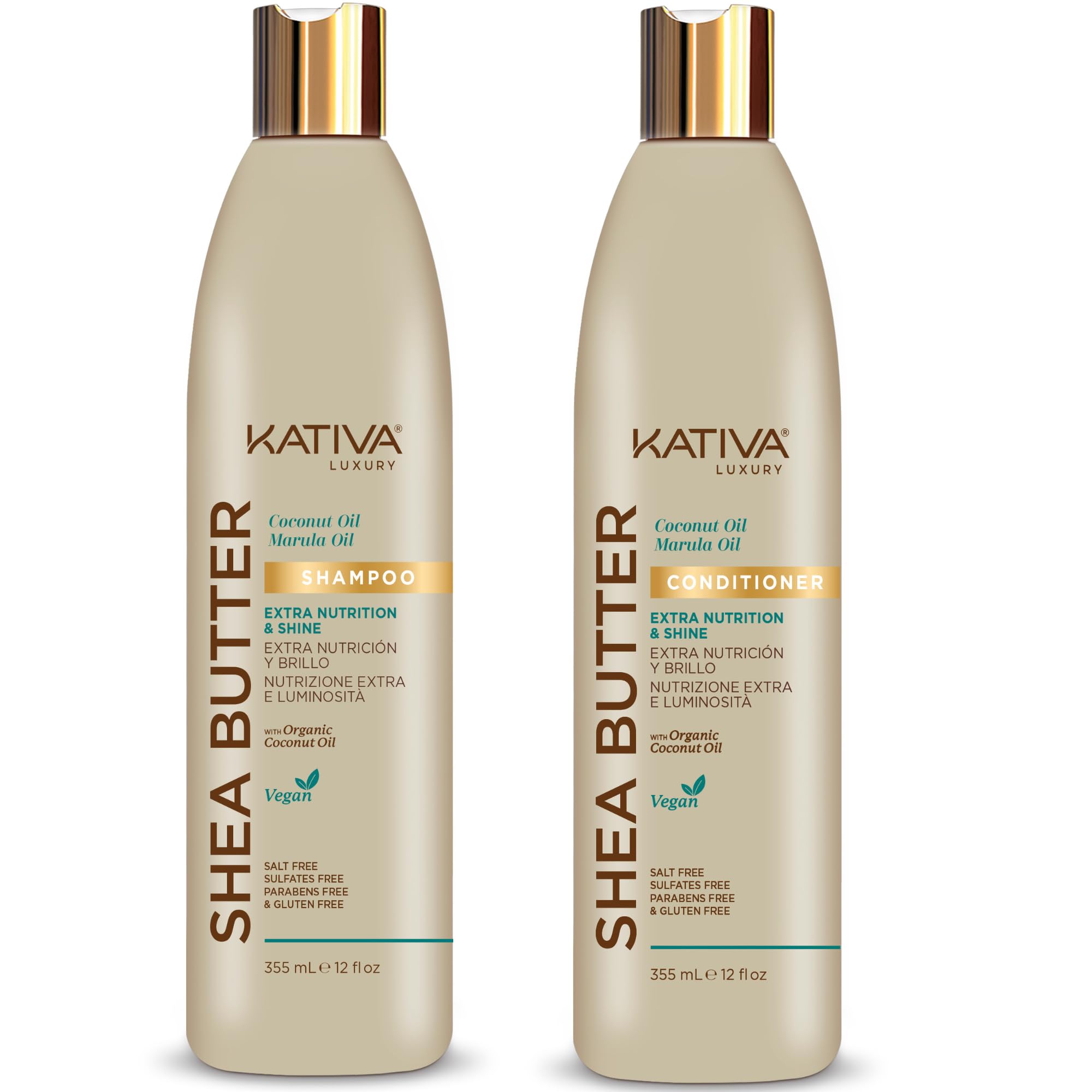 Organic Shea Butter Shampoo and Conditioner Set - 2 Pack with Coconut & Marula Oil | Paraben & Sulfate Free | Moisturizing Hair Care for Dry, Damaged & Curly Hair | Daily Use & Salon Results at Home