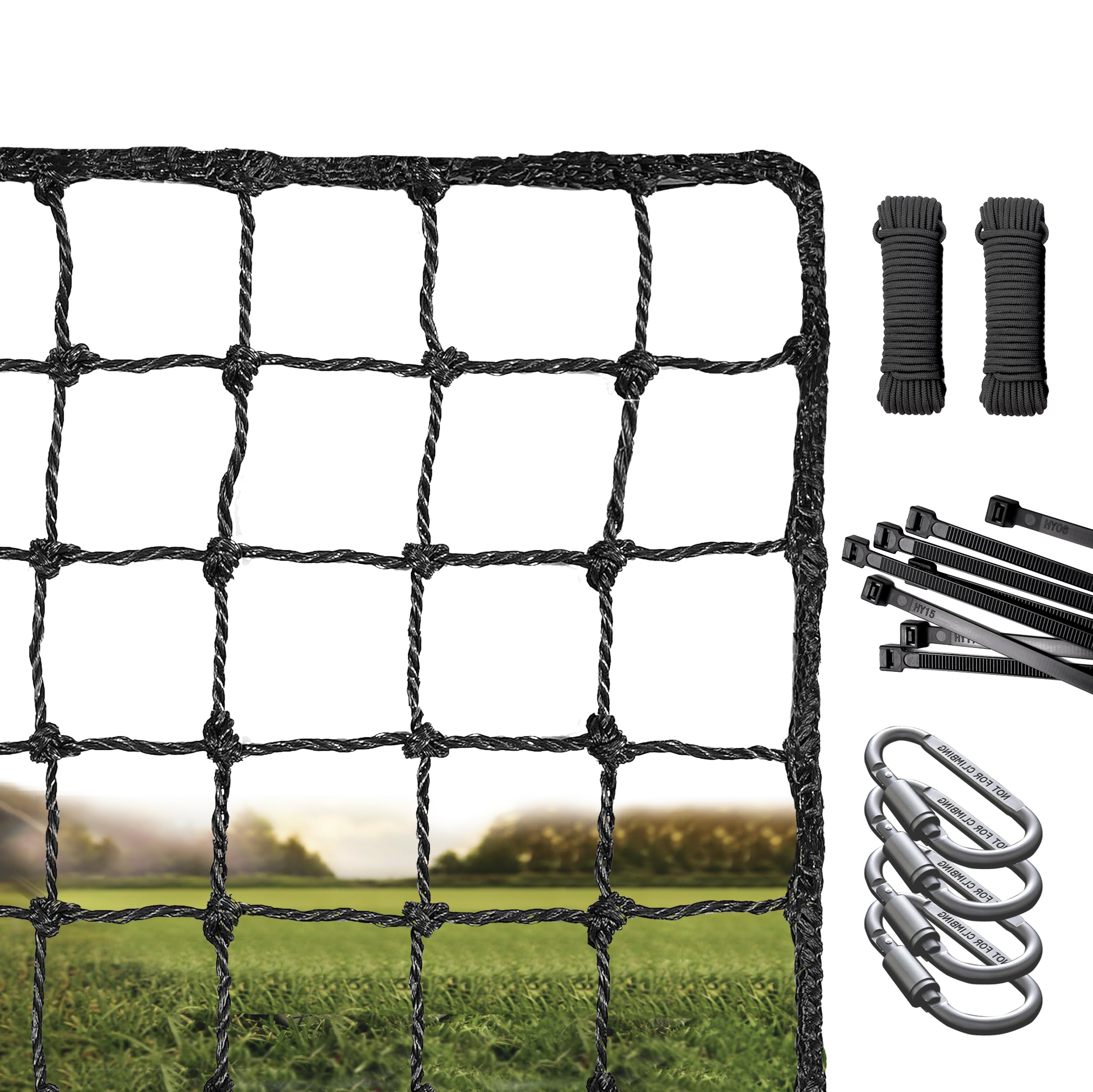 Heavy Duty Baseball Softball Backstop Net with Hanging Kit - Durable Sports Barrier Netting for Backyard, Batting Practice, and Field Training - Perfect for Baseball, Softball, and Basketball Impact Protection