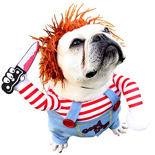 Halloween & Christmas Pet Costume - Adjustable Deadly Doll Dog & Cat Cosplay Outfit for Small to Medium Pets (Large Size) | Perfect for Costume Parties, Pet Parades & Holiday Photos