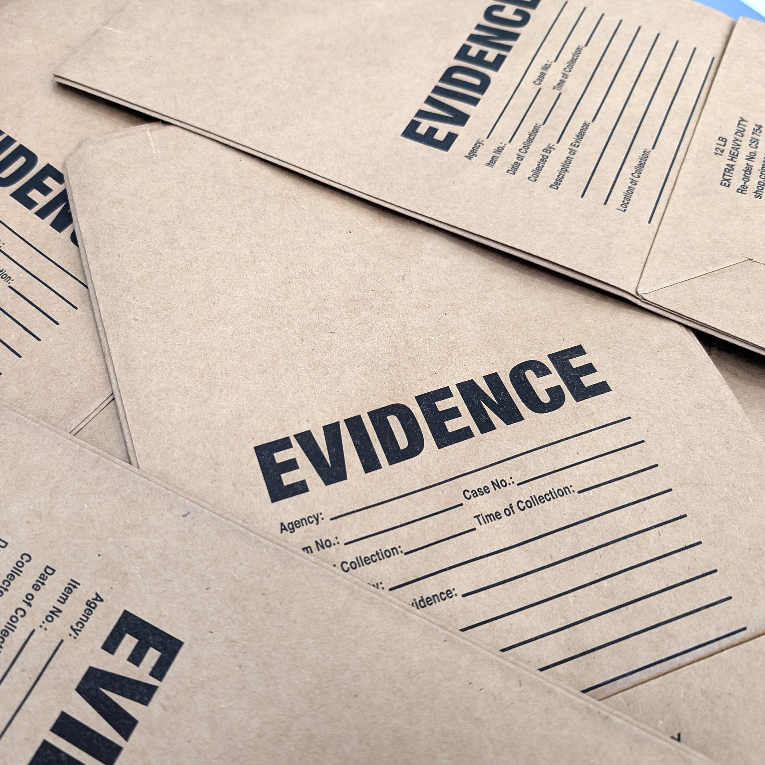 Crime Scene Paper Evidence Bags - Medium Size, 100-Pack | Tamper-Proof Forensic Evidence Collection | Perfect for Police Investigations, Crime Labs & Legal Documentation