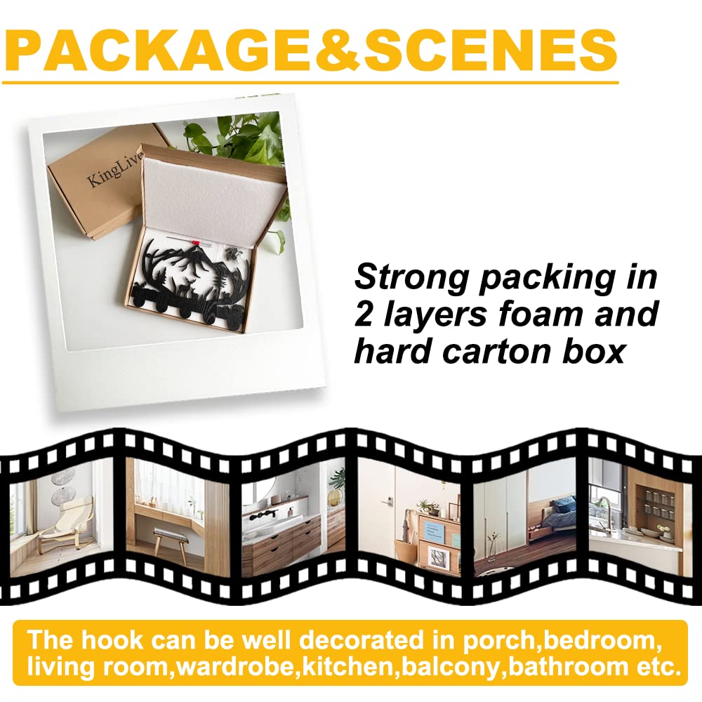 3D Deer Key Hooks Holder - Animal Theme Wall Mounted Organizer Rack for Keys, Hats & Coats | Entryway, Front Door, Kitchen & Bedroom Decor | Unique Housewarming & Birthday Gift Idea for Home Organization