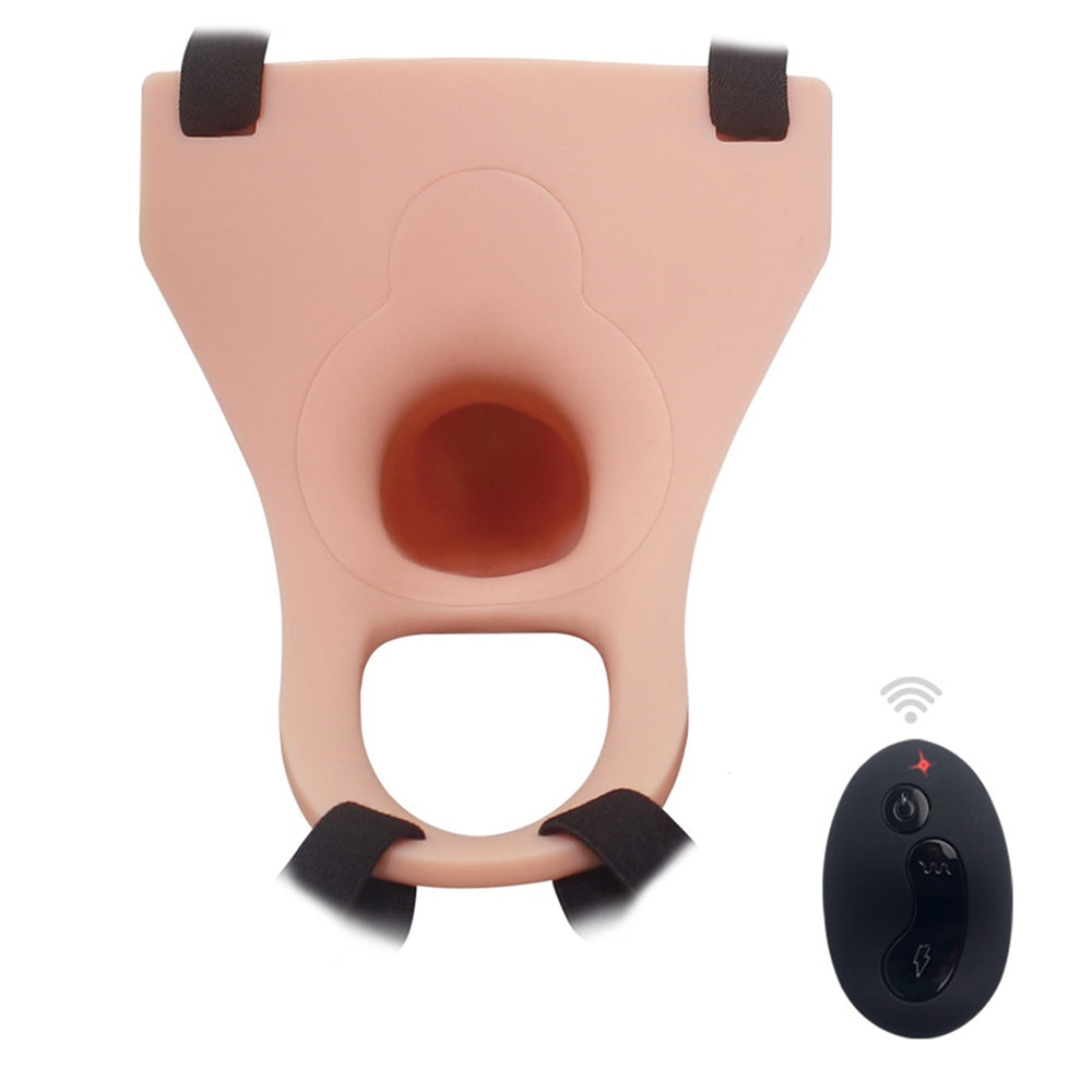 Remote Control Curved Vibrating Hollow Silicone Strap-On Dildo - Perfect for Couples Play & Solo Pleasure