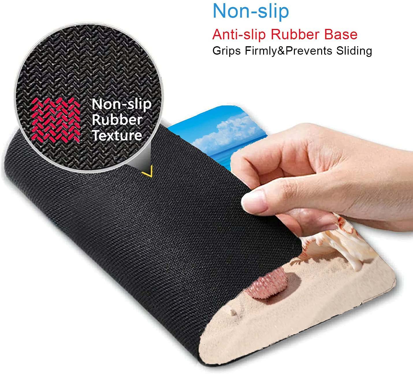 Cute Sand Beach Mouse Pad - Custom Small Mouse Pads with Designs, Non-Slip Rubber Base, Portable Office & Gaming Mouse Pad for Laptop & PC - Perfect for Work, Home & Travel Use