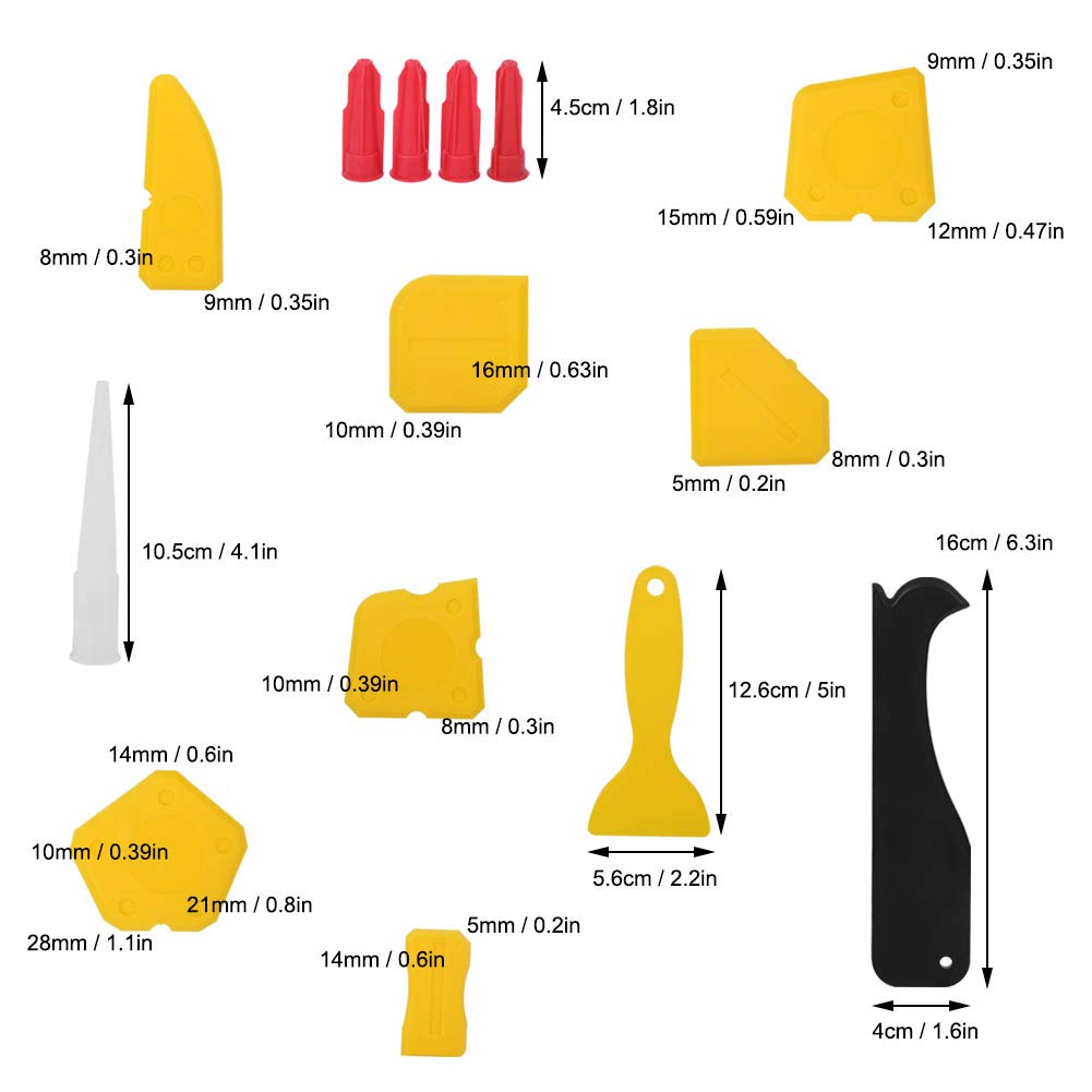 17-Piece Caulking Tool Kit with Silicone Sealant Finisher, 9 Glue Scrapers & Caulk Nozzles - Perfect for DIY Home Repairs, Bathroom Waterproofing & Tile Sealing