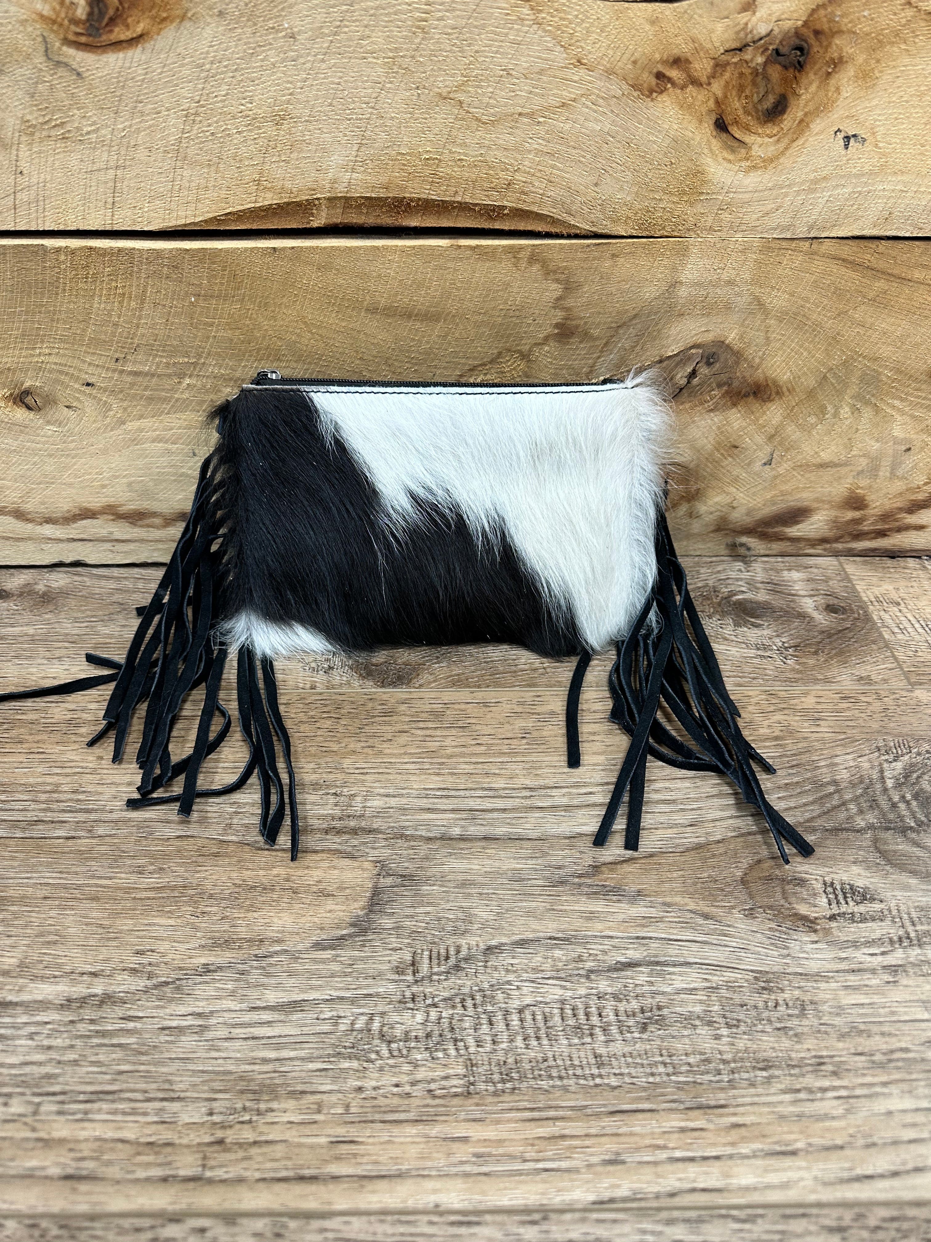 Montana West Genuine Cowhide Wristlet & Crossbody Purse with Stylish Fringe - Perfect for Everyday Use, Shopping, and Night Out