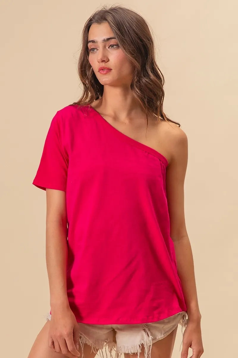 Stylish BiBi Cotton Spandex Knit One Shoulder Tops for Women | Trendy Summer Casual & Party Wear | Perfect for Beach Outings, Date Nights, and Club Events