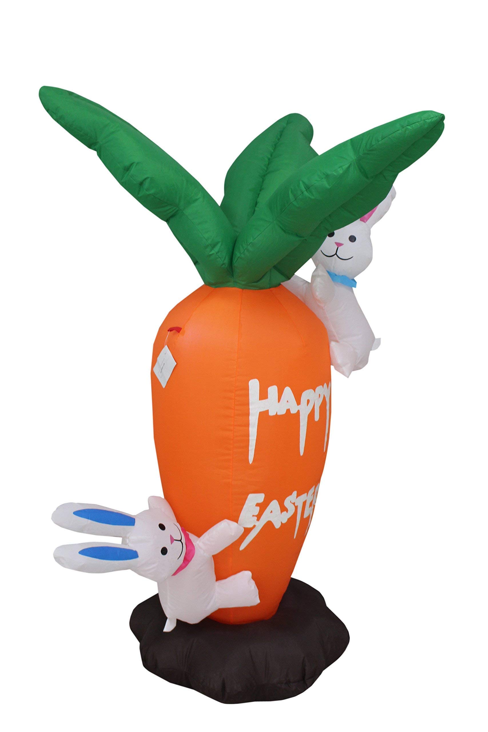 Easter Party Decorations Bundle - 4ft Tall Inflatable Carrot with Bunnies & LED Bunny with Basket - Outdoor Easter Yard Decor for Garden, Lawn, and Spring Celebrations