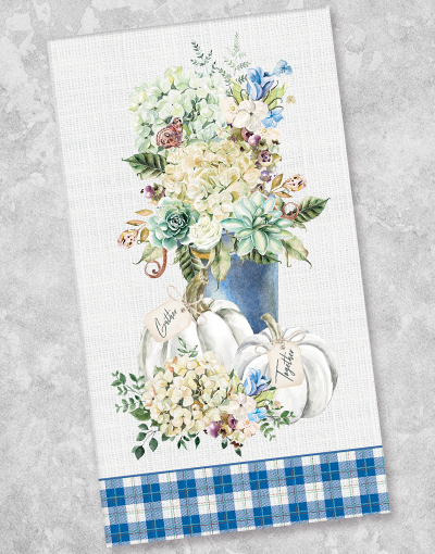 Hydrangea Harvest Guest Towel Napkins - 36 Count Floral Printed Cotton Cocktail Napkins for Parties, Weddings, and Home Decor