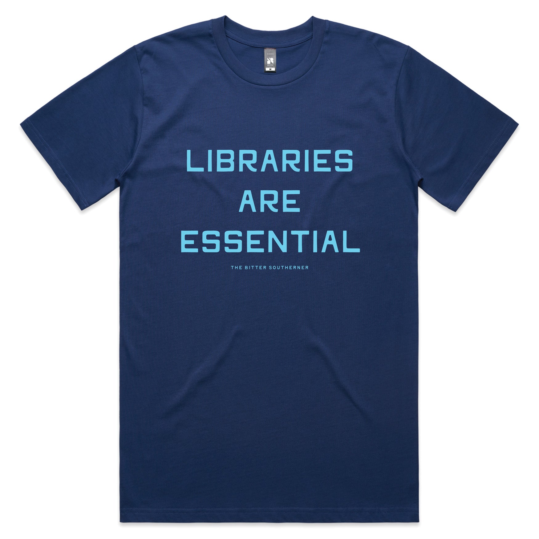 Essential Libraries Graphic Tee - Soft Cotton Blue T-Shirt for Book Lovers & Library Supporters - Perfect for Reading, School & Bookstore Outings
