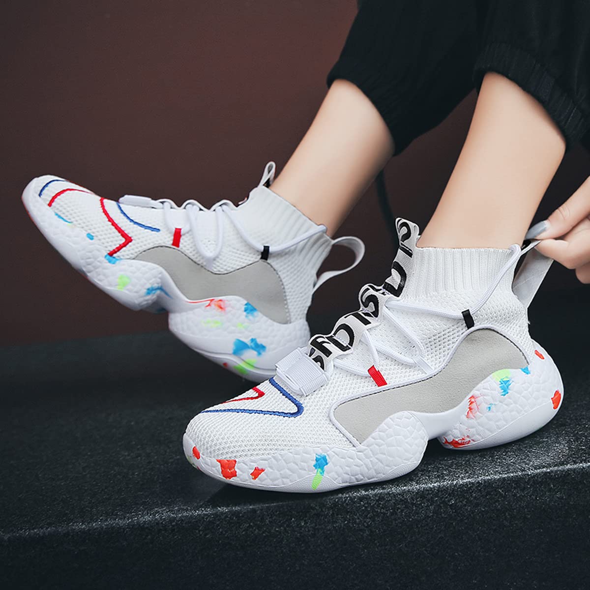 **LIBINXIF Women's & Men's Breathable Non-Slip Sneakers - Lightweight Walking Shoes for Running, Training & Casual Wear - Couple Matching Fashion Sock Shoes (Available in Large Sizes)**    *(Perfect for Gym, Travel, Daily Commute & Outdoor Activities)*