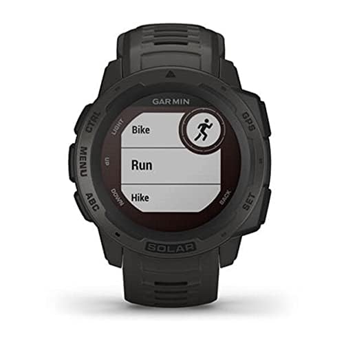 Garmin Instinct Solar - Rugged Outdoor Smartwatch with Solar Charging, Built-in Sports Apps & Health Monitoring - Graphite (Renewed) - Perfect for Hiking, Running, Camping & Adventure Activities