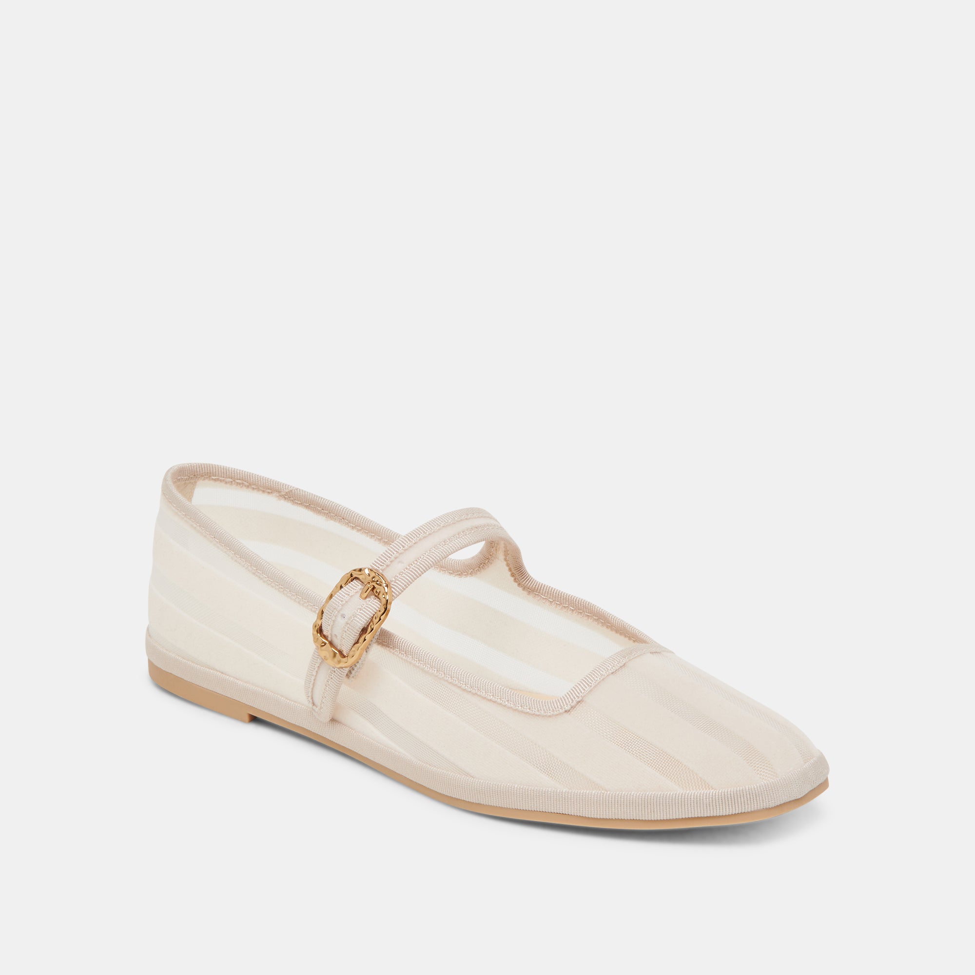 TAMEKA Women's Ballet Flats - Bone Stripe Mesh Slip-On Shoes for Comfort & Style | Perfect for Work, Casual Wear & Travel
