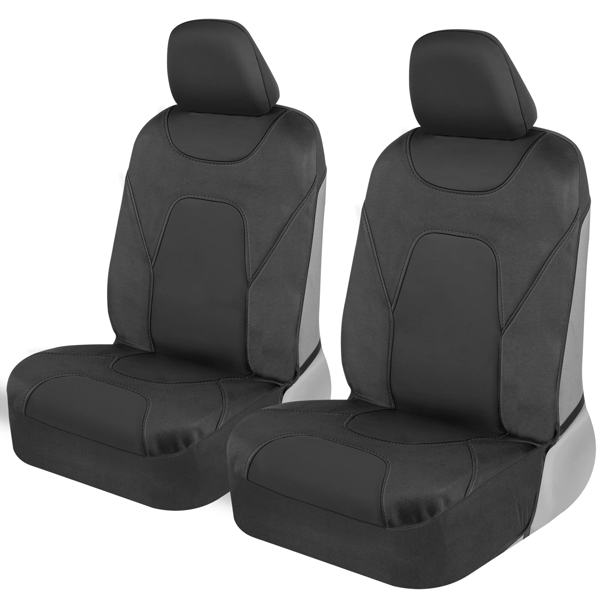 Motor Trend AquaShield Waterproof Neoprene Front Seat Covers – Black Car Seat Protectors for Cars, SUVs & Trucks | Durable Interior Cover for Pets, Spills & Daily Commute