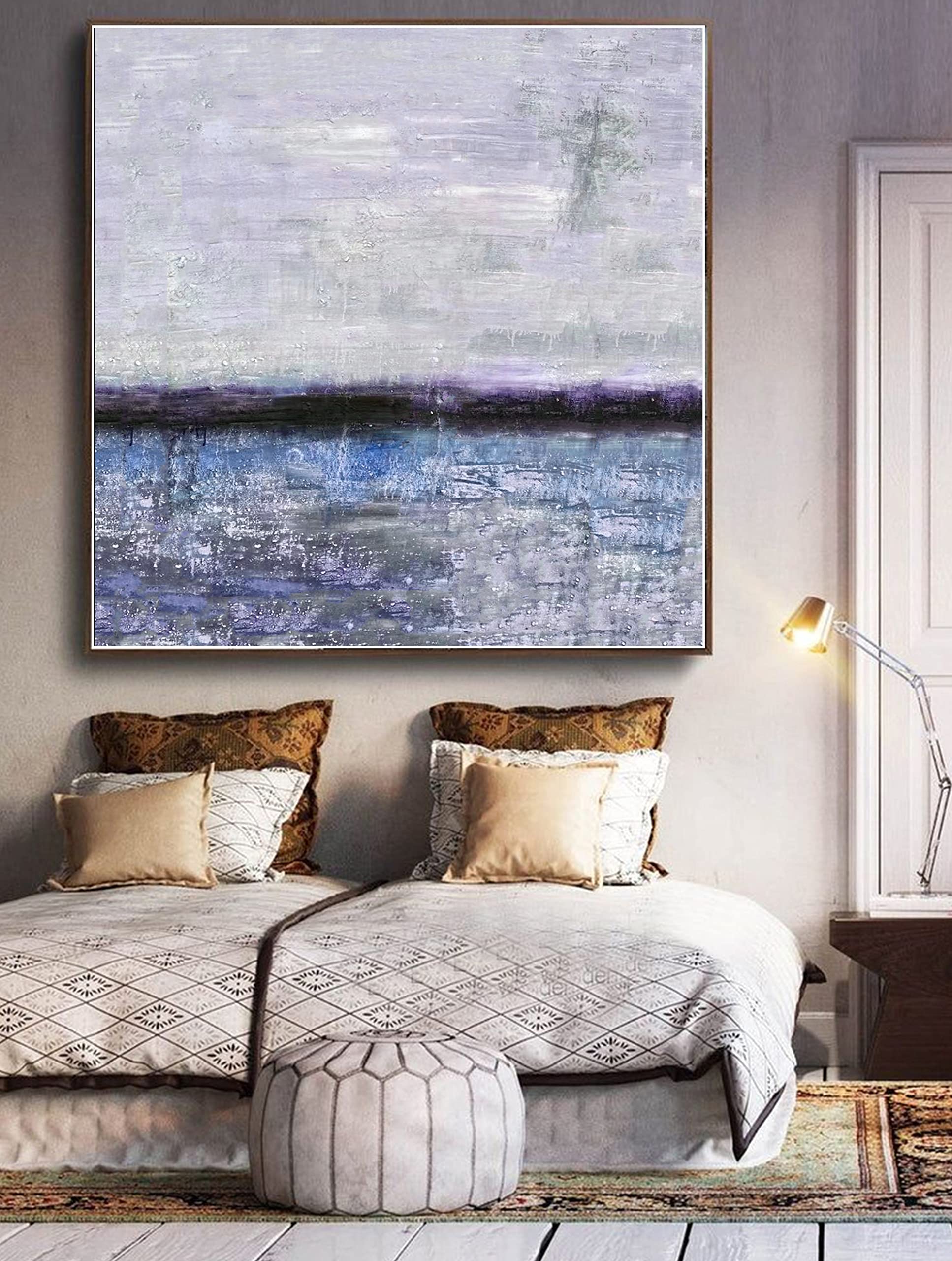 Large Navy Blue Abstract Canvas Art - Modern Textured Painting for Living Room Decor | Handmade Original Artwork | Perfect for Home, Office & Gallery Wall Display