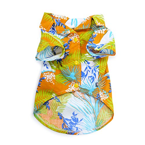 Dogo Tropical Island Dog Shirt - Orange Hawaiian Shirt for Small Dogs - Perfect for Beach, Vacation & Summer Outfits