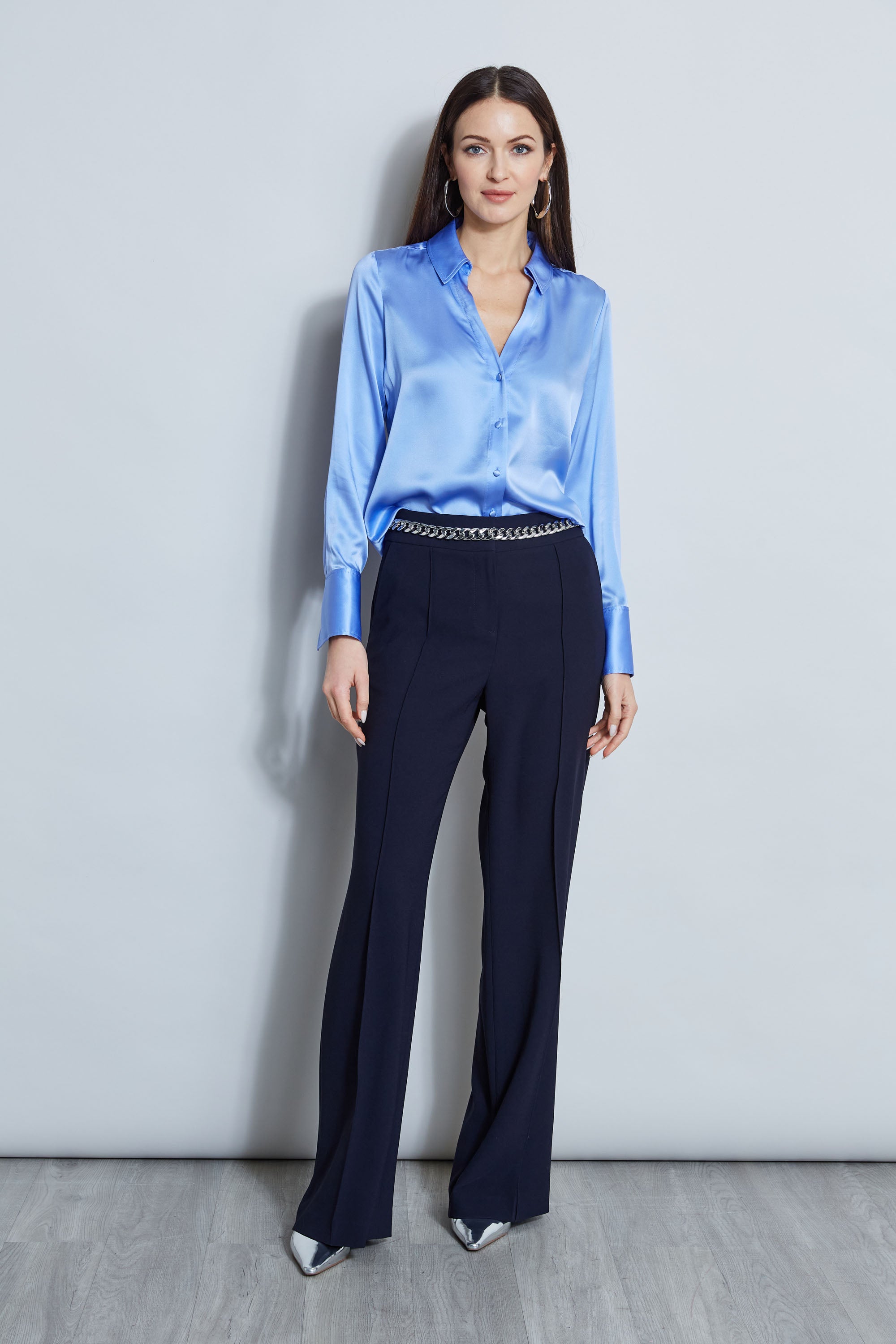 Luxury Silk Satin Button Down Shirt for Women - Elegant Blouse for Office, Party & Formal Wear - Soft & Shiny Womens Dress Shirt