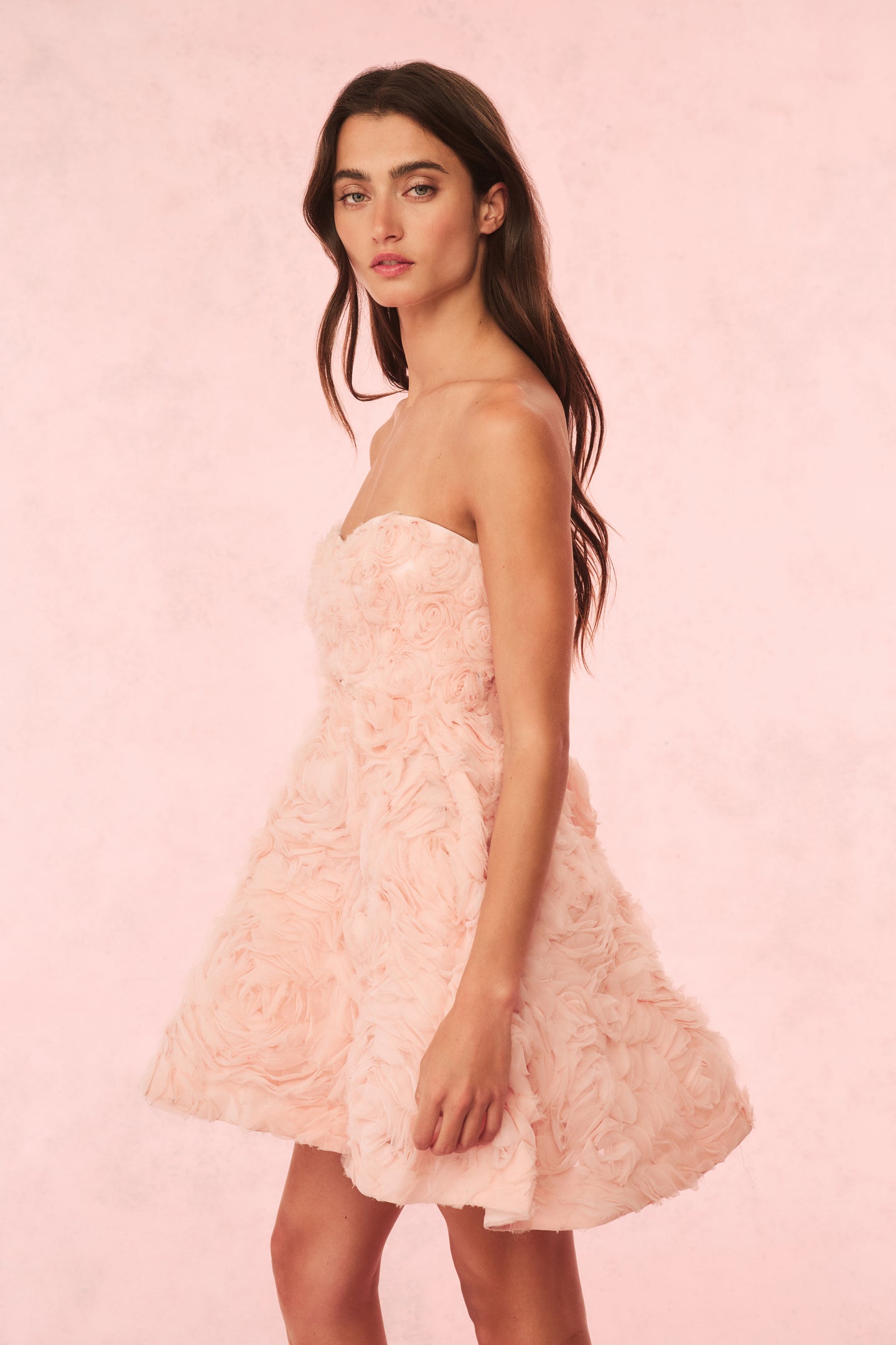 Bellamina Organza Rose Mini Dress - Elegant Floral Party Dress for Women, Perfect for Weddings, Cocktails & Special Occasions