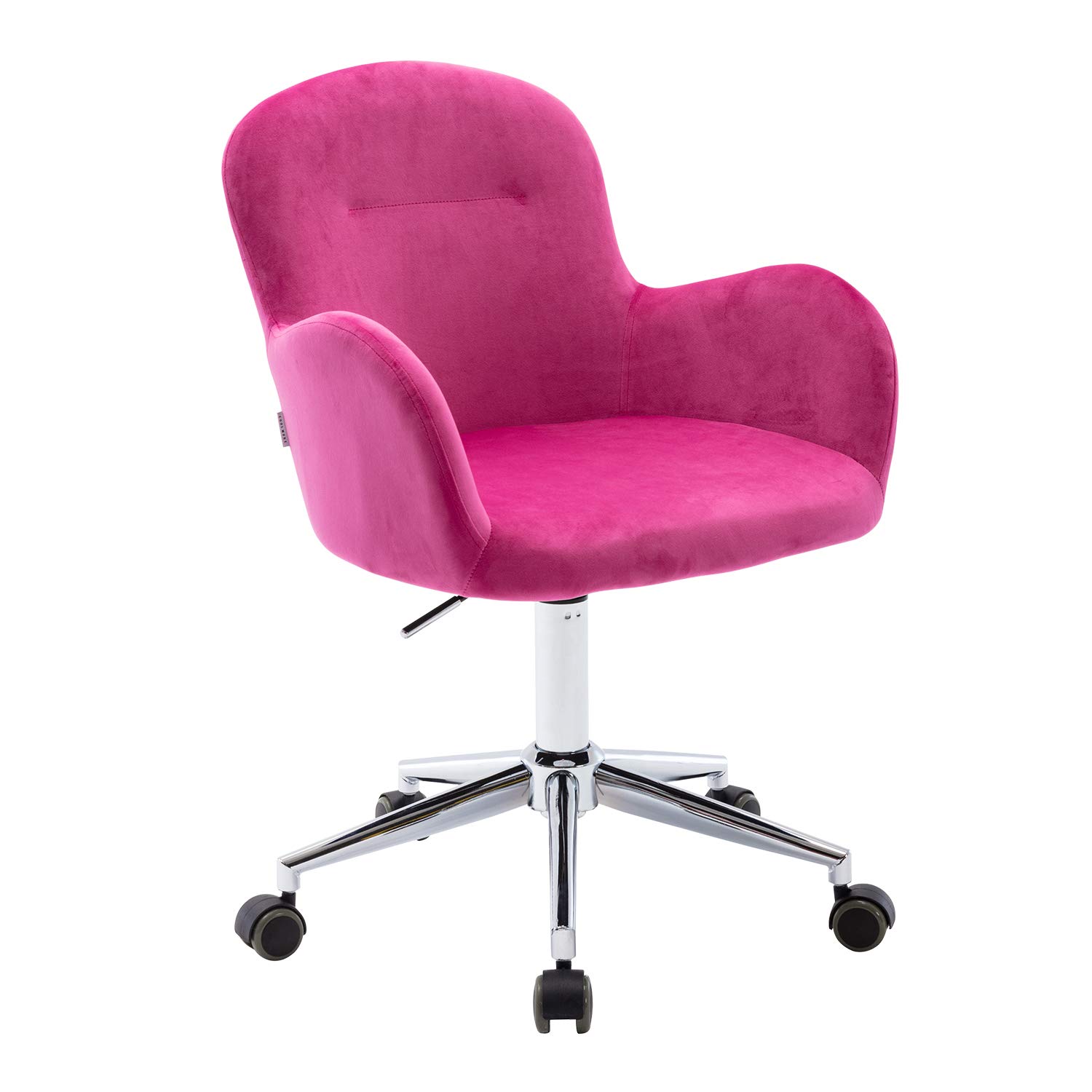 Premium Velvet Desk Chair with Adjustable Height & Swivel - Modern Home Office Chair with Metal Base & Arms - Soft Seat for Living Room, Bedroom & Workspace - Red (Ideal for Home Offices, Gaming Setups & Cozy Reading Nooks)