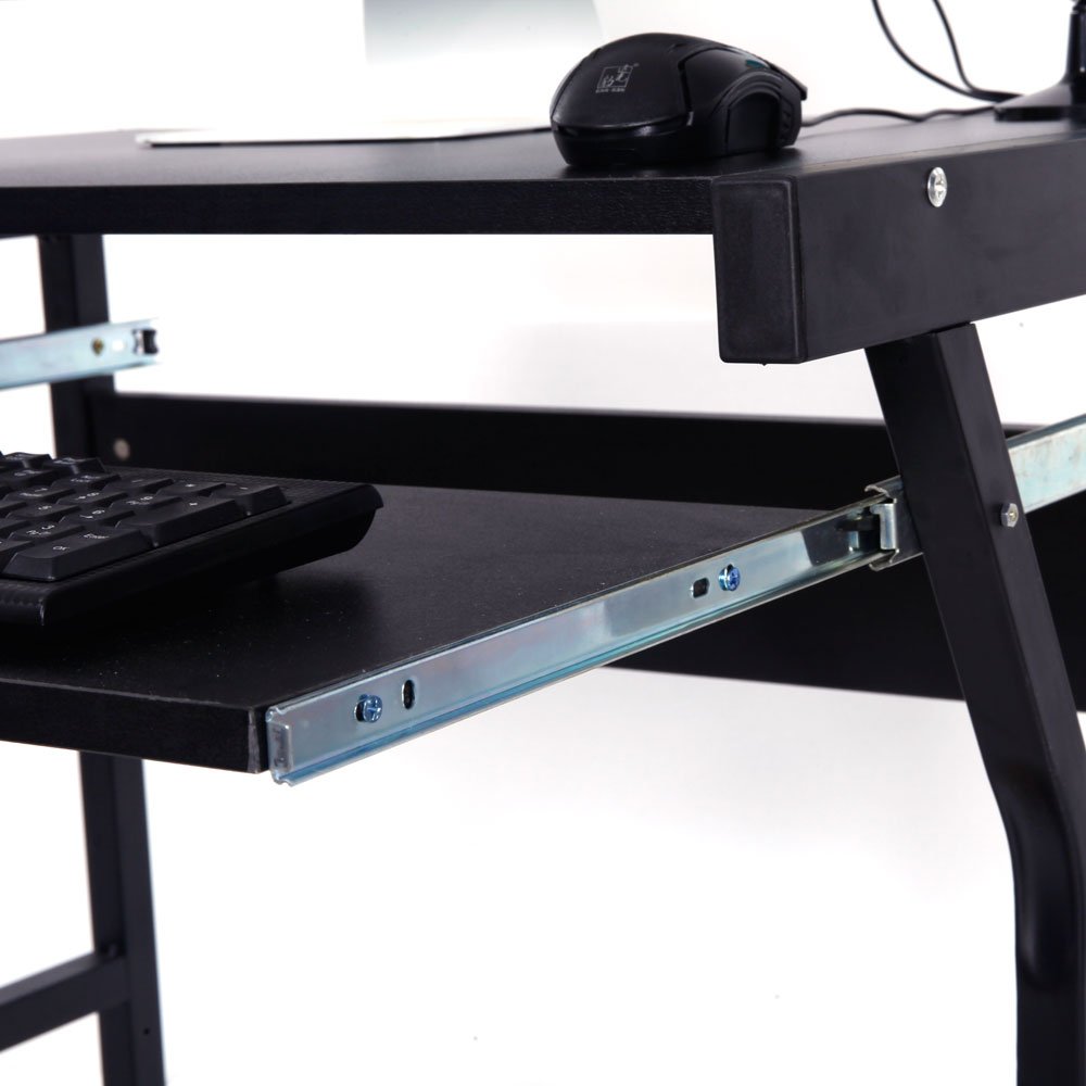 Adjustable Height Computer Desk with Wheels - Mobile Home Office Desk, Sturdy Black Writing Table for Work & Study - Perfect for Small Spaces & Remote Work