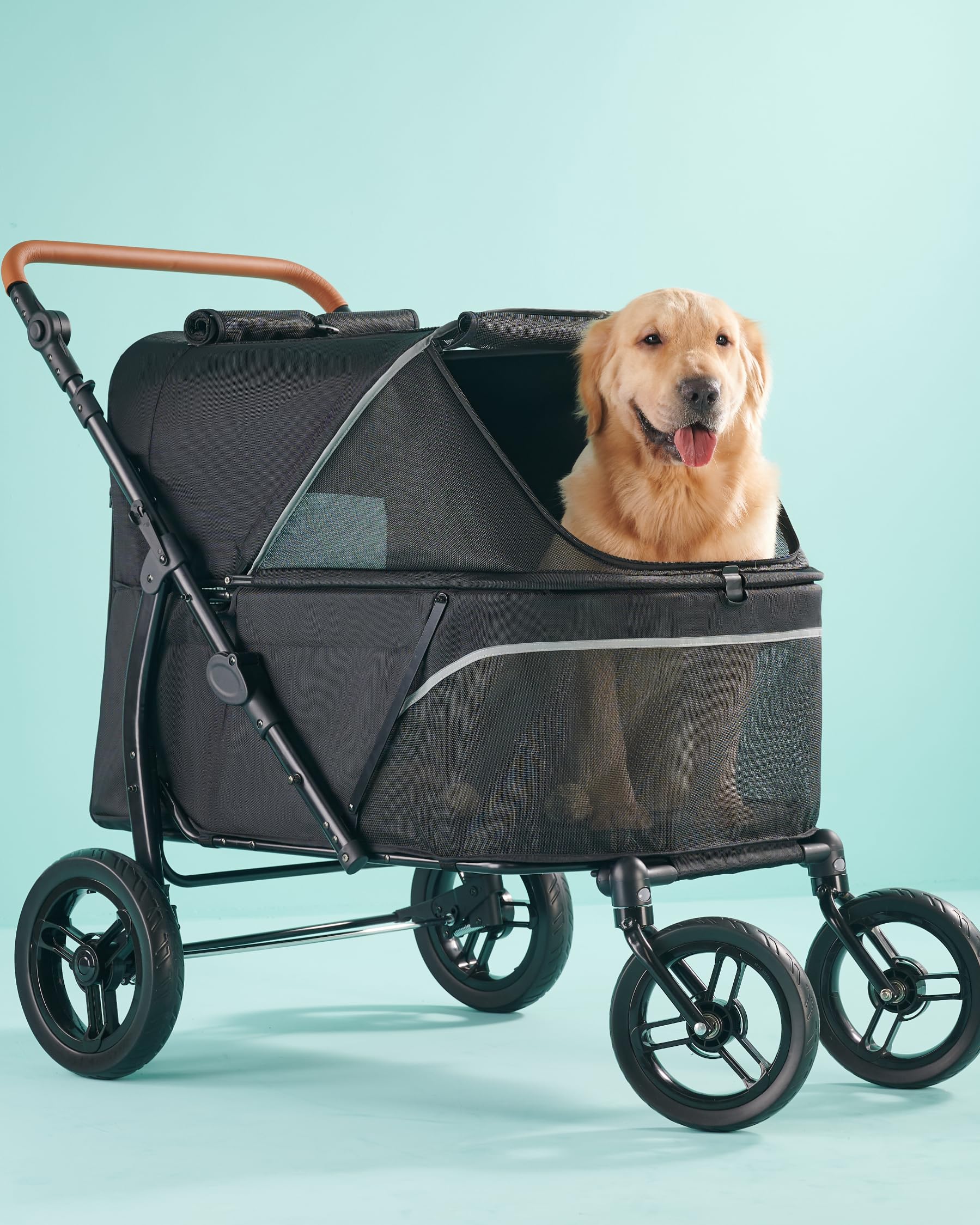 XL Dog Stroller for Large Dogs Up to 110lbs - All Terrain Pet Stroller with Adjustable Handle & 1680D Waterproof Oxford Fabric - Perfect for Hiking, Shopping, and Vet Visits