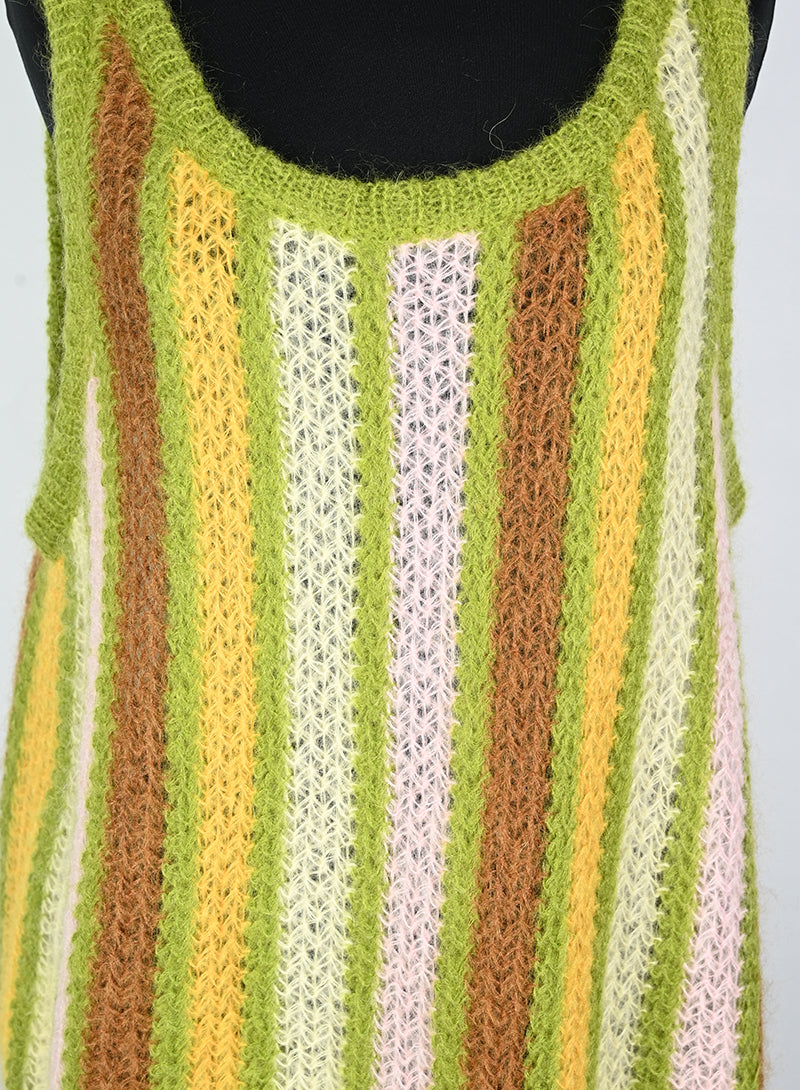 Miu Miu Green Striped Wool Gilet Size 40 - Women's Fashion Vest for Office & Casual Wear