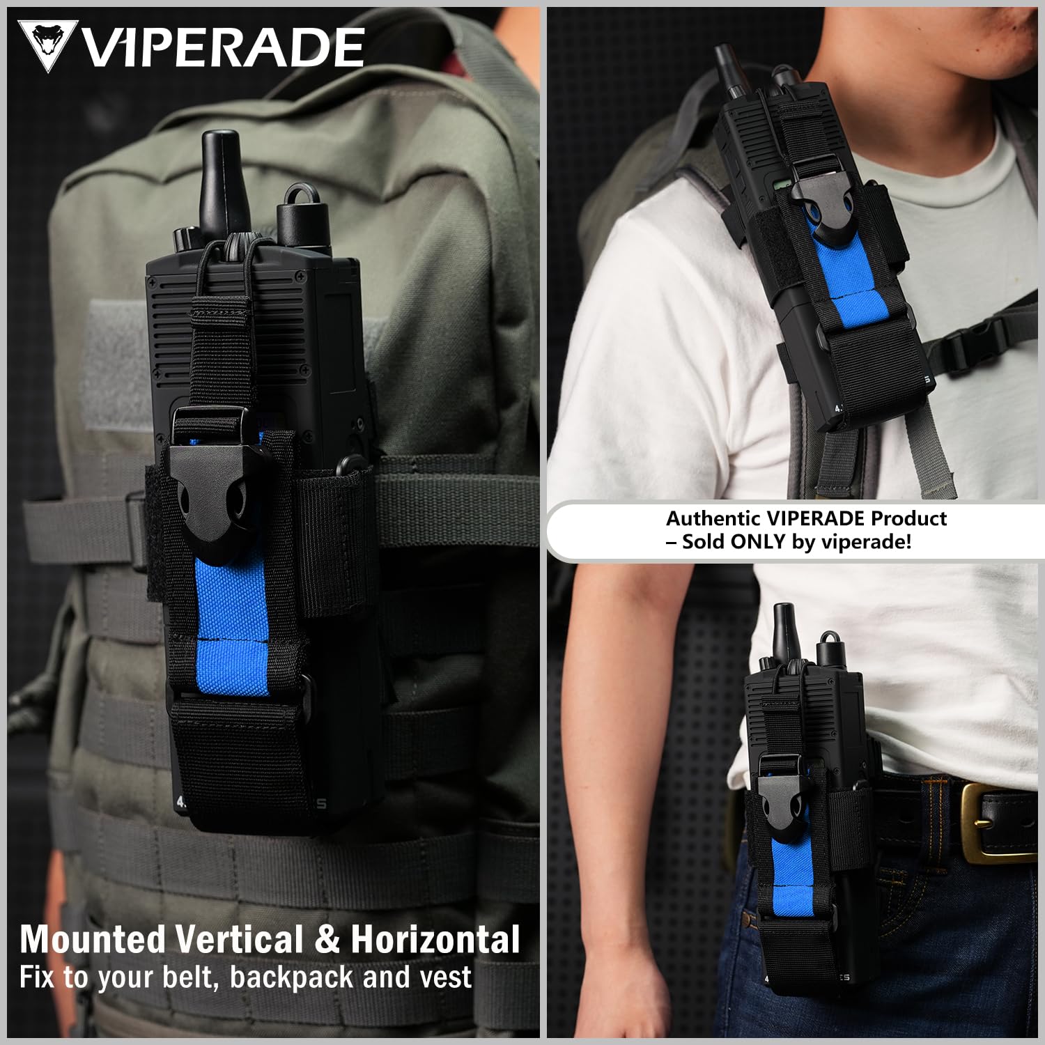 Viperade Versatile Tactical Radio Pouch - Adjustable Belt & Molle Compatible Walkie Talkie Holder for Two-Way Radios - Perfect for Security, Construction & Outdoor Adventures