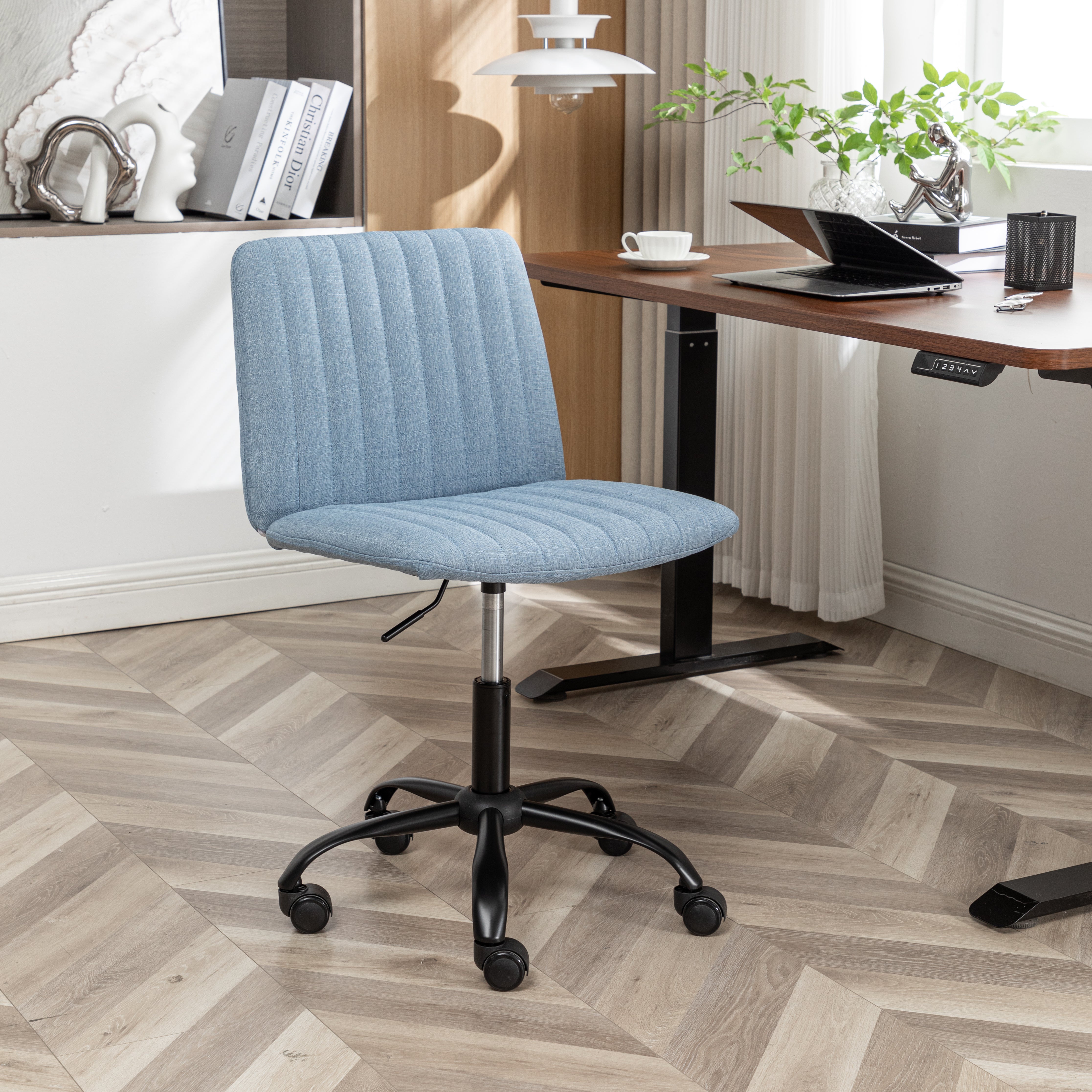 Roundhill Furniture Masar Fabric Swivel Office Chair - Ergonomic Desk Chair with Adjustable Height & Lumbar Support for Home & Office Workspace