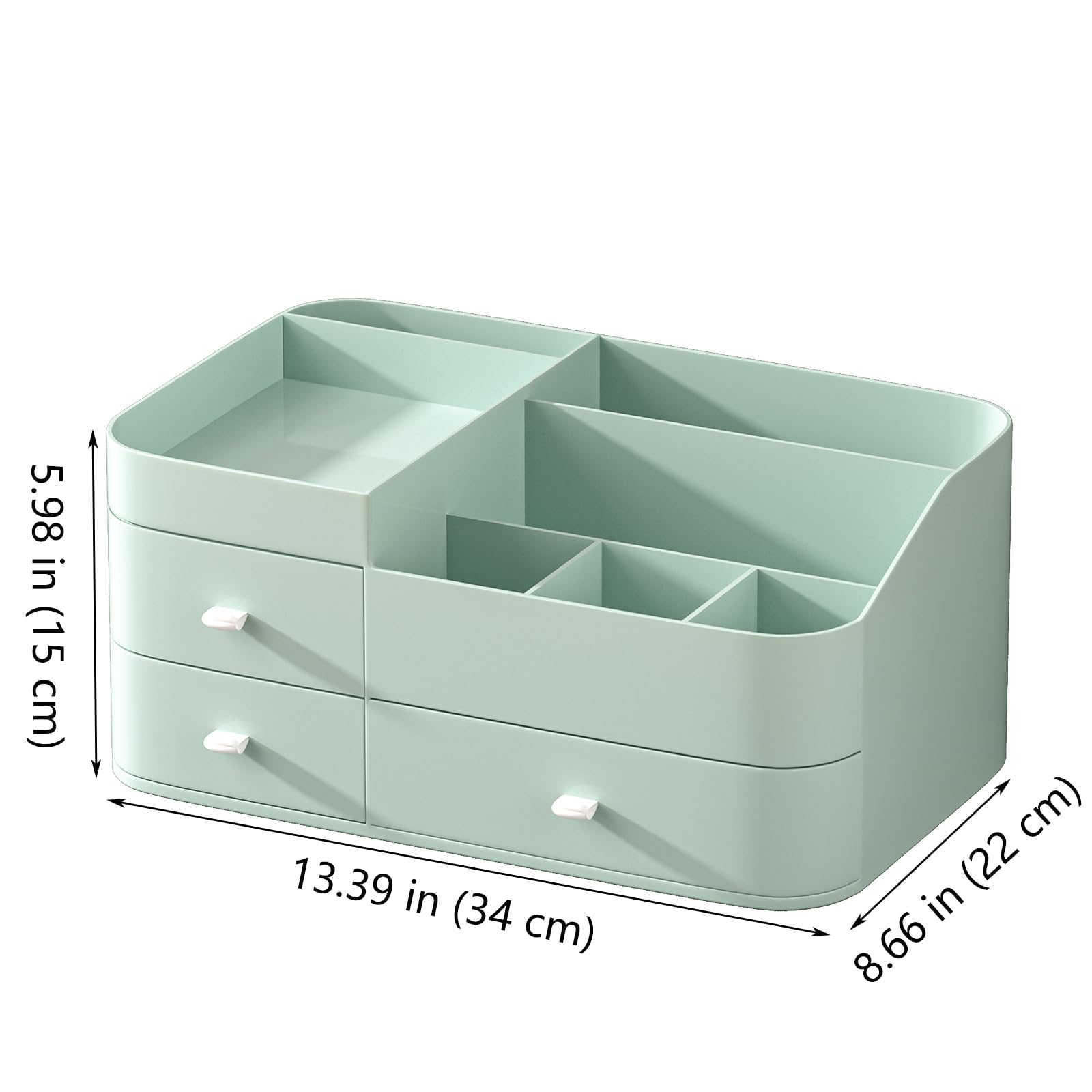 MIUOPUR Large Capacity Makeup Organizer with Drawers - Cosmetic Storage for Lipsticks, Jewelry, Nail Care & Skincare | Vanity & Desk Organizer | Perfect for Bedroom, Bathroom Countertops & Dressing Tables (Green)