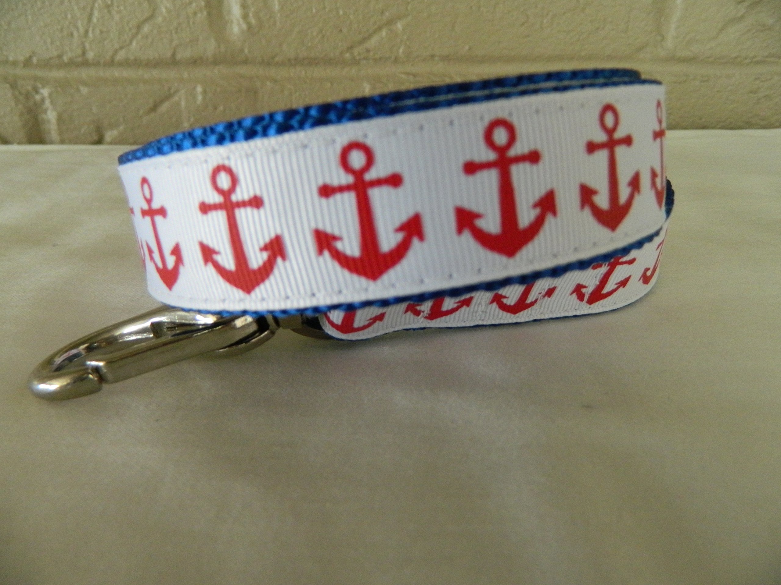 Premium White and Red Royal Anchor Pattern Dog Leash - 1