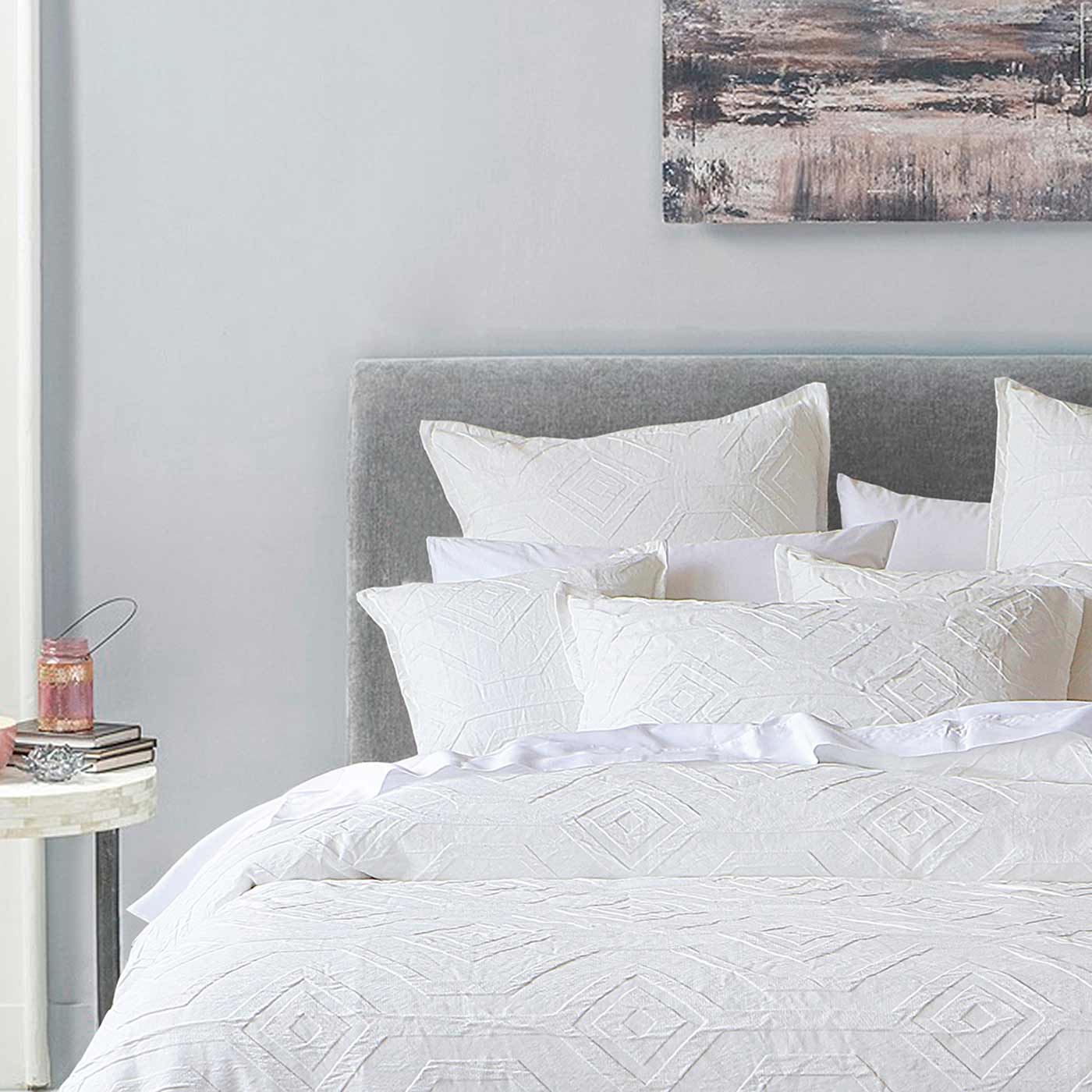 Premium Kora White European Pillowcase Set by Bianca - Luxury 100% Cotton Bedding for Master Bedroom, Guest Room & Hotel Use