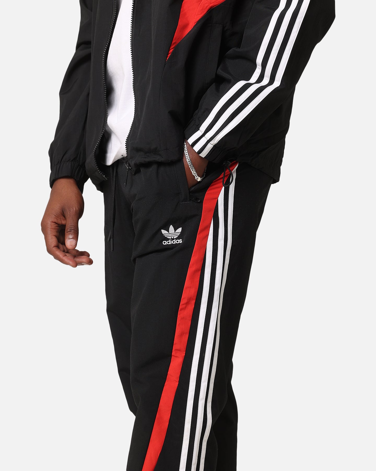Adidas Archive Pants for Men - Black/Red Athletic Joggers with Tapered Fit - Perfect for Running, Gym Workouts & Casual Streetwear