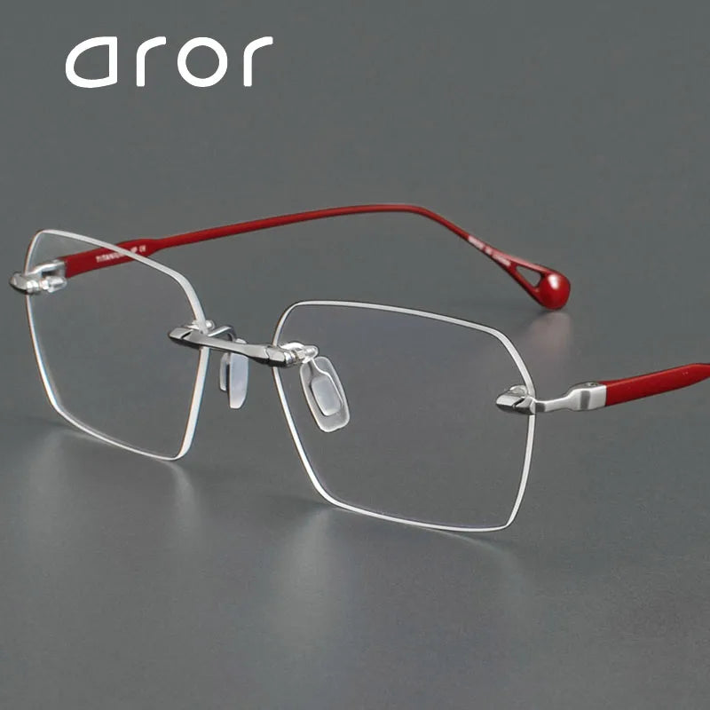 Aror Unisex Rimless Polygon Square Titanium Eyeglasses Frame - Lightweight Durable Titanium Glasses for Men & Women - Perfect for Reading, Driving & Fashion Accessories