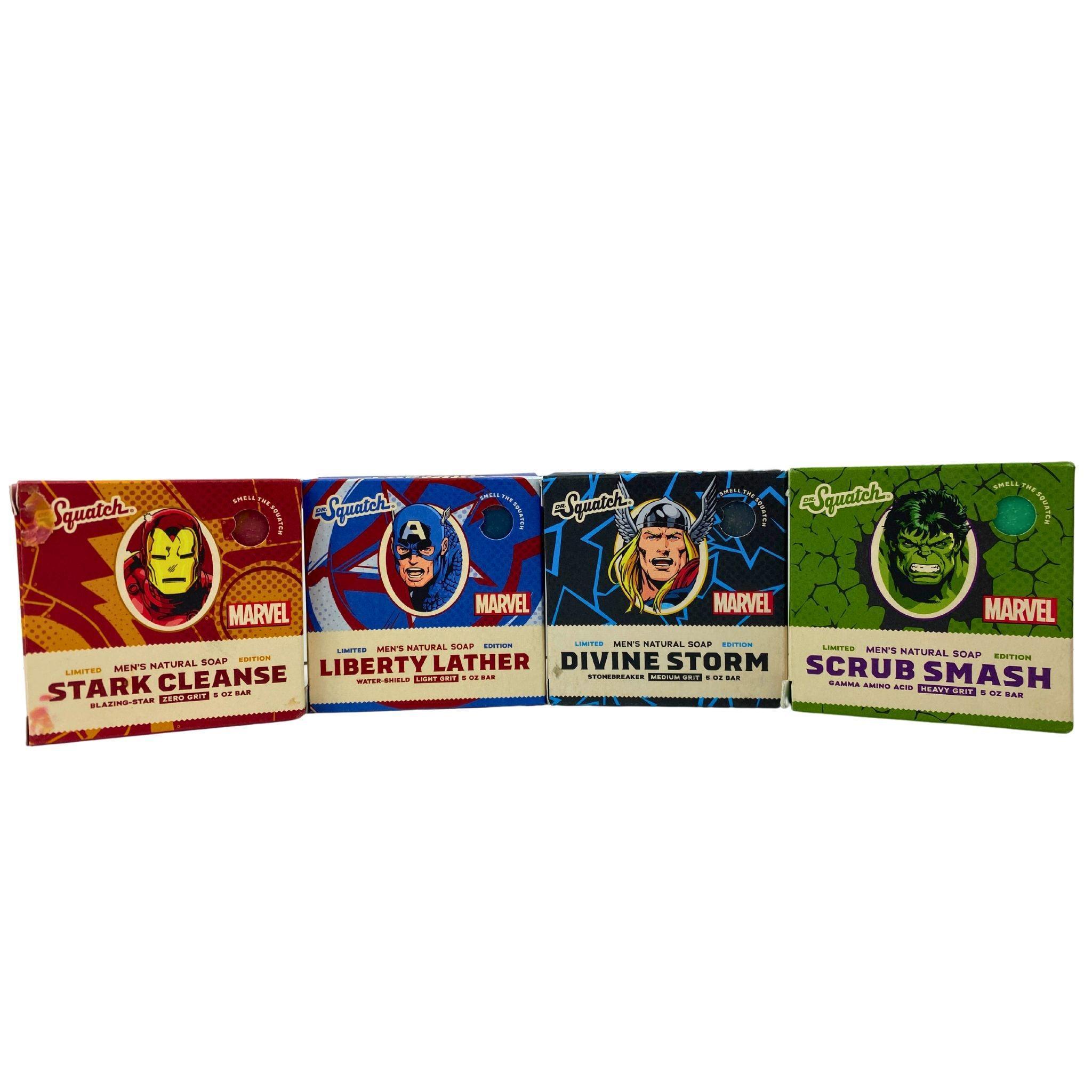 Dr. Squatch Marvel Limited Edition Men's Natural Soap Bar - 5oz (Pack of 44) | Superhero-Themed Gritty Soap for Men | Perfect for Shower, Gym & Gifts