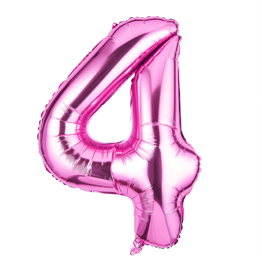 Balloonify Pink Mylar Number 4 Balloon - 40 Inch Large Foil Balloon for Birthday Parties, Baby Showers & Anniversary Celebrations (1 Count)
